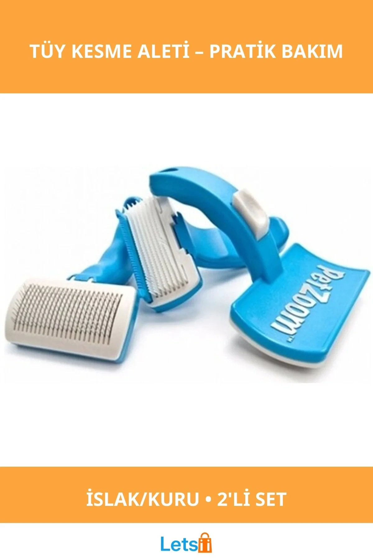 Kedi ve Köpekler İçin 2li Tarak ve Tüy Kesme Aleti Seti