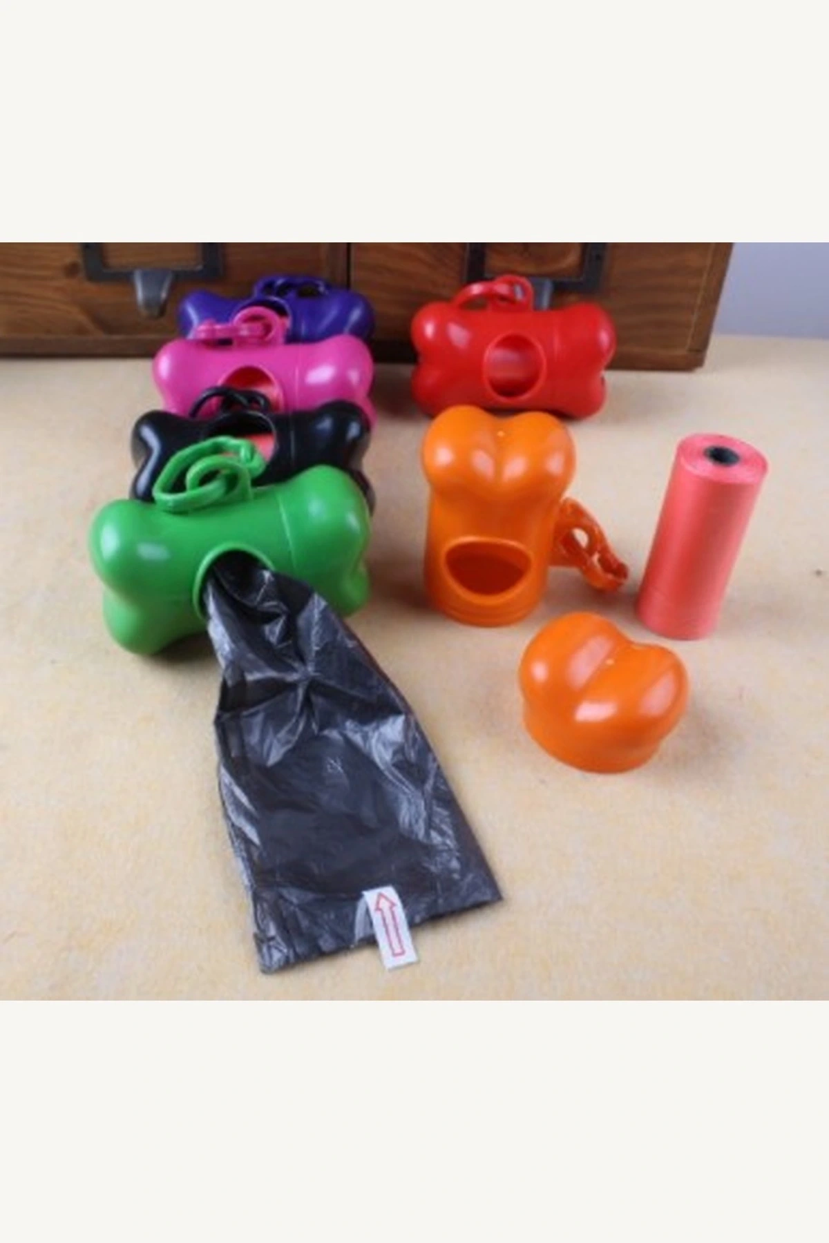 Kemik Şekilli Evcil Hayvan Dışkı Poşeti Taşıma Çantası ve 15li Yedek Torba Seti