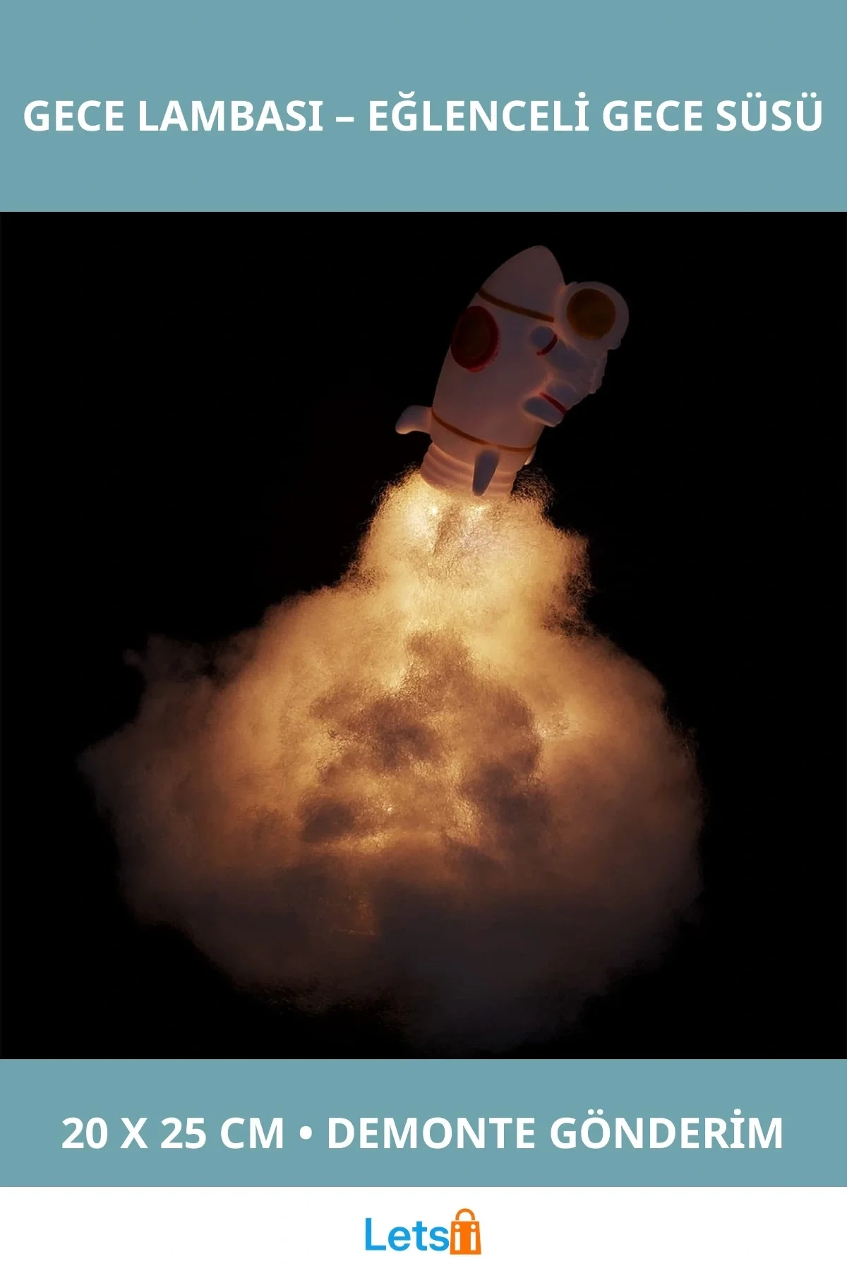 Kendin Yap Uçan Astronot Tasarımlı Gece Lambası 20x25 cm LED Işık ile