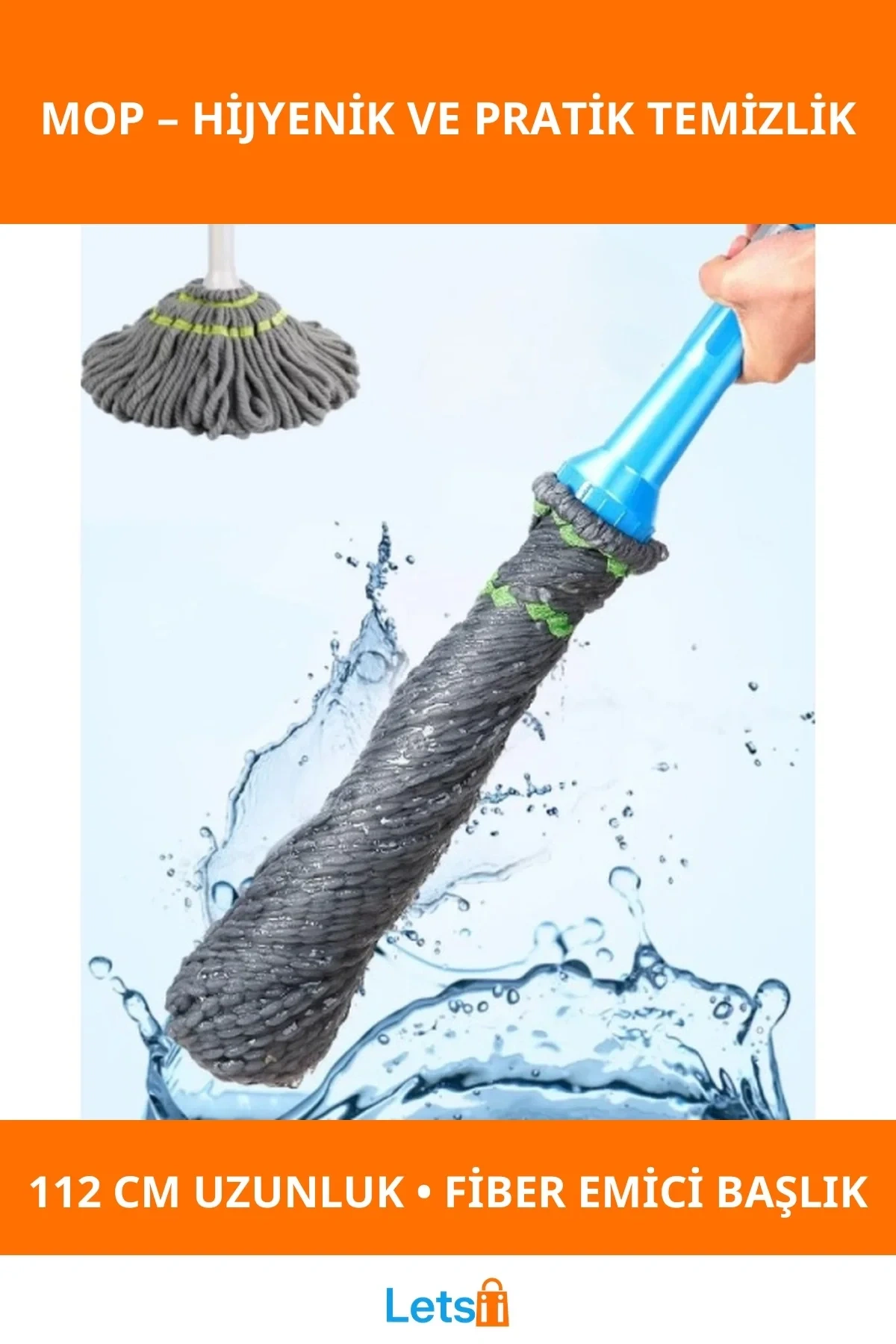 Kendinden Sıkmalı İşlevsel Paspas Mop 112 cm