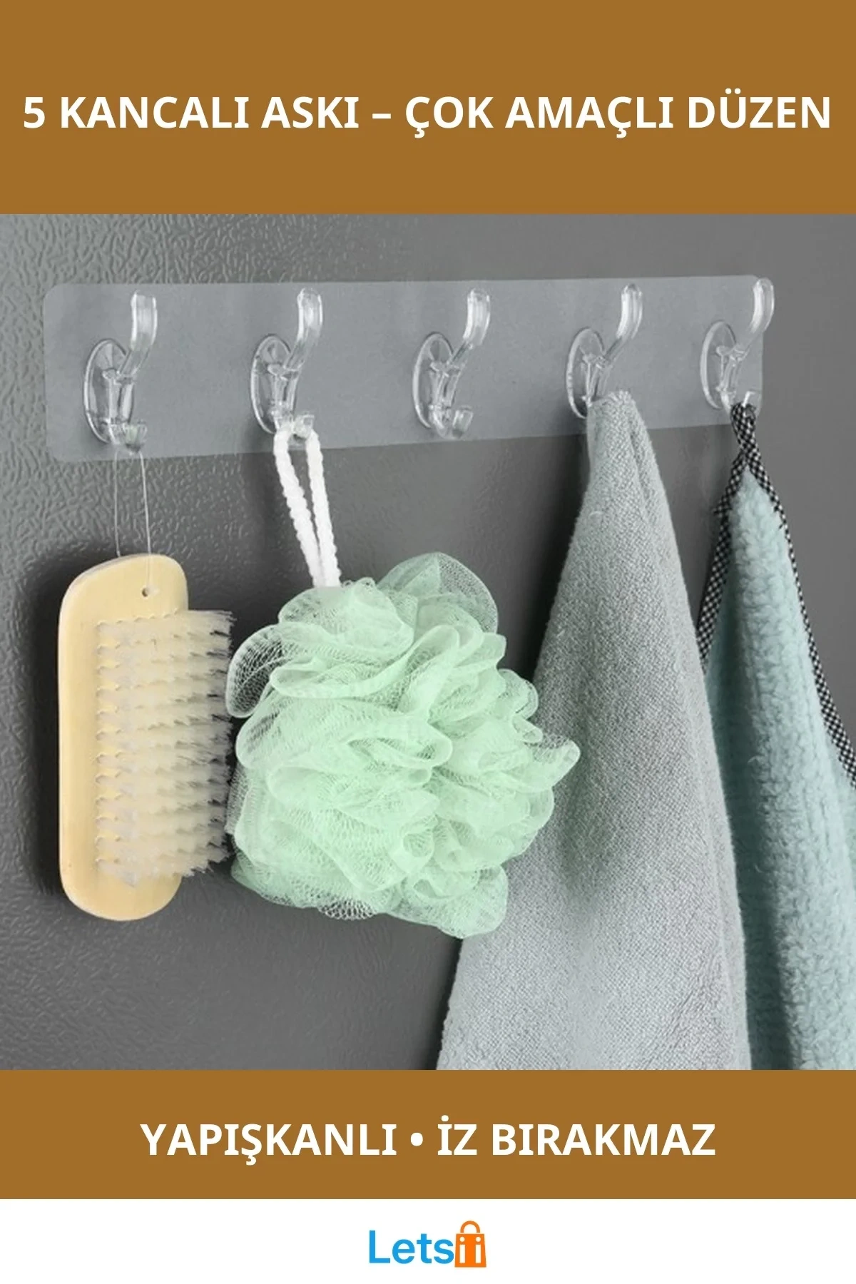 Kendinden Yapışkanlı 5 Kancalı Pratik Askı