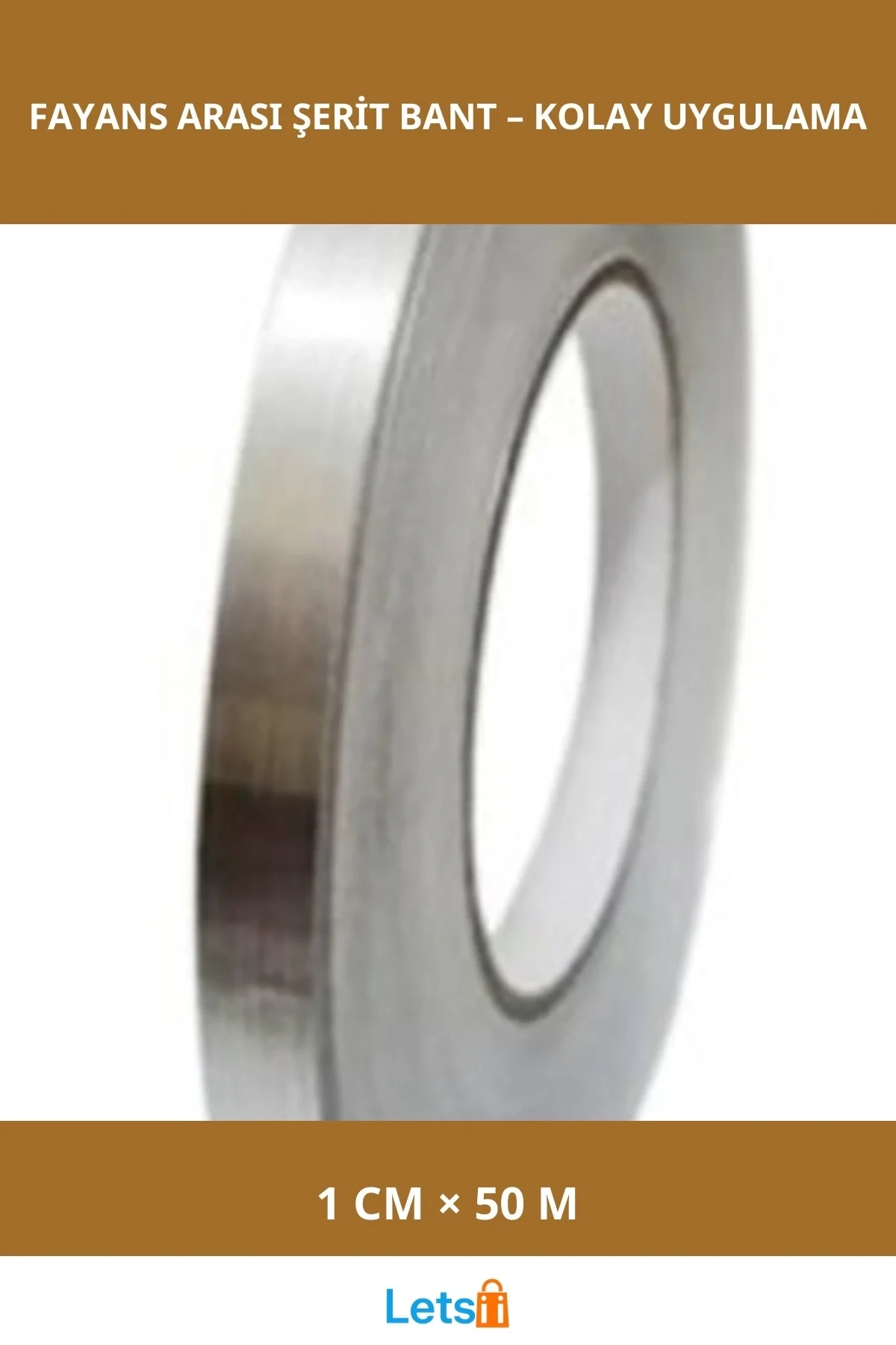 Kendinden Yapışkanlı Gri Fayans Arası Şerit Bant 1 cm 50 metre