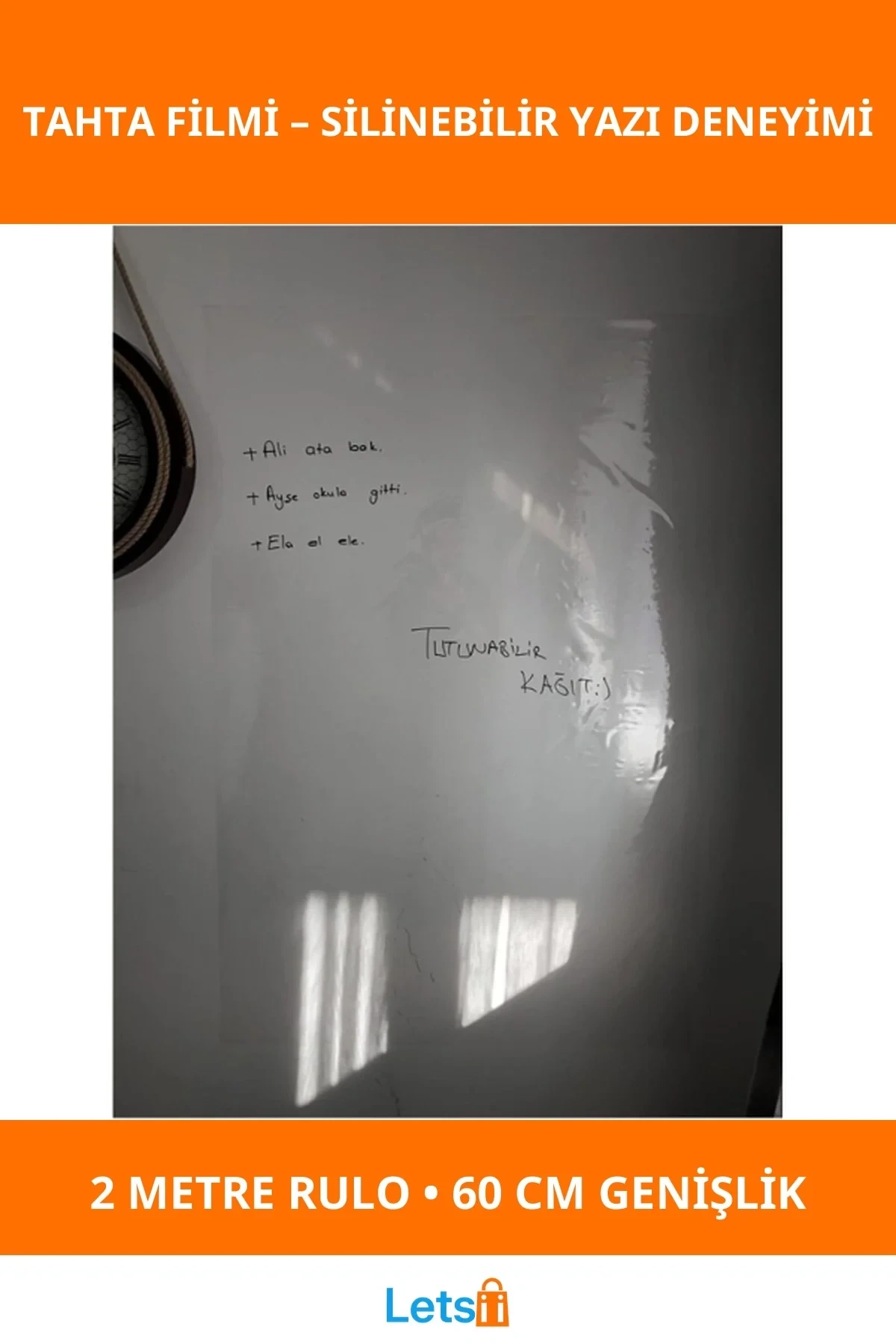 Kendinden Yapışkanlı Şeffaf PVC Tahta Filmi 2 Metre x 60 cm