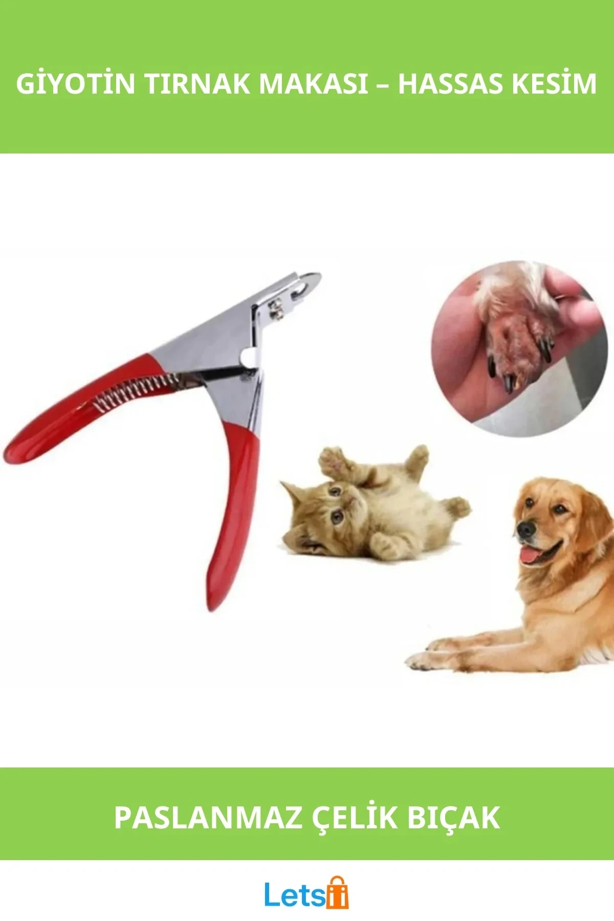 Keskin Çelik Giyotin Evcil Hayvan Tırnak Makası Konforlu Sap Tasarımı