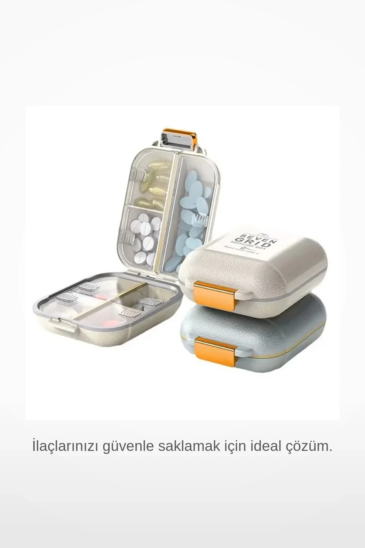 Kilitli Kapaklı 7 Bölmeli Kompakt Seyahat Boy Vitamin İlaç Düzenleyici Kutusu