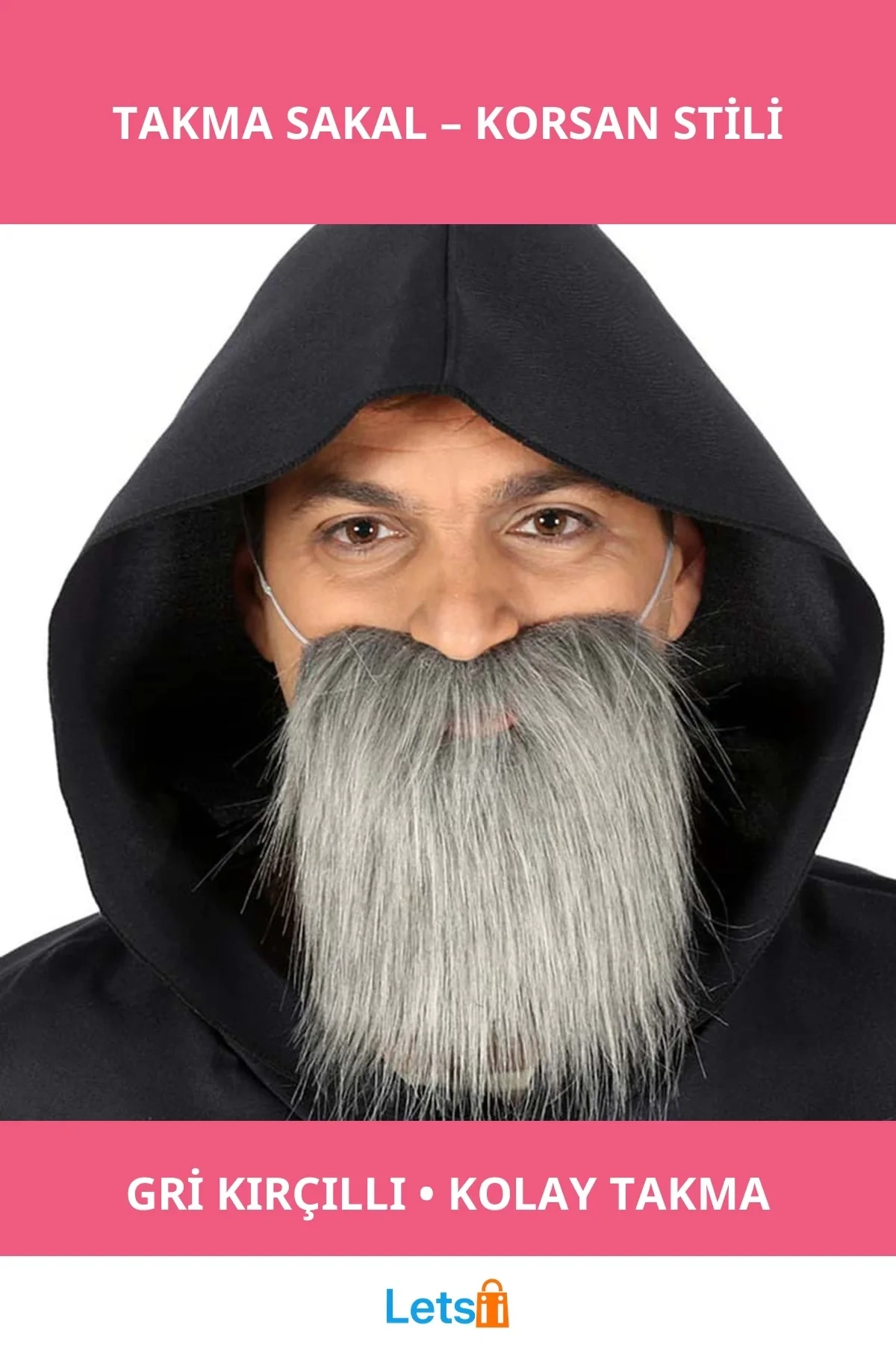 Kırçıllı Gri Renk Korsan Takma Sakal