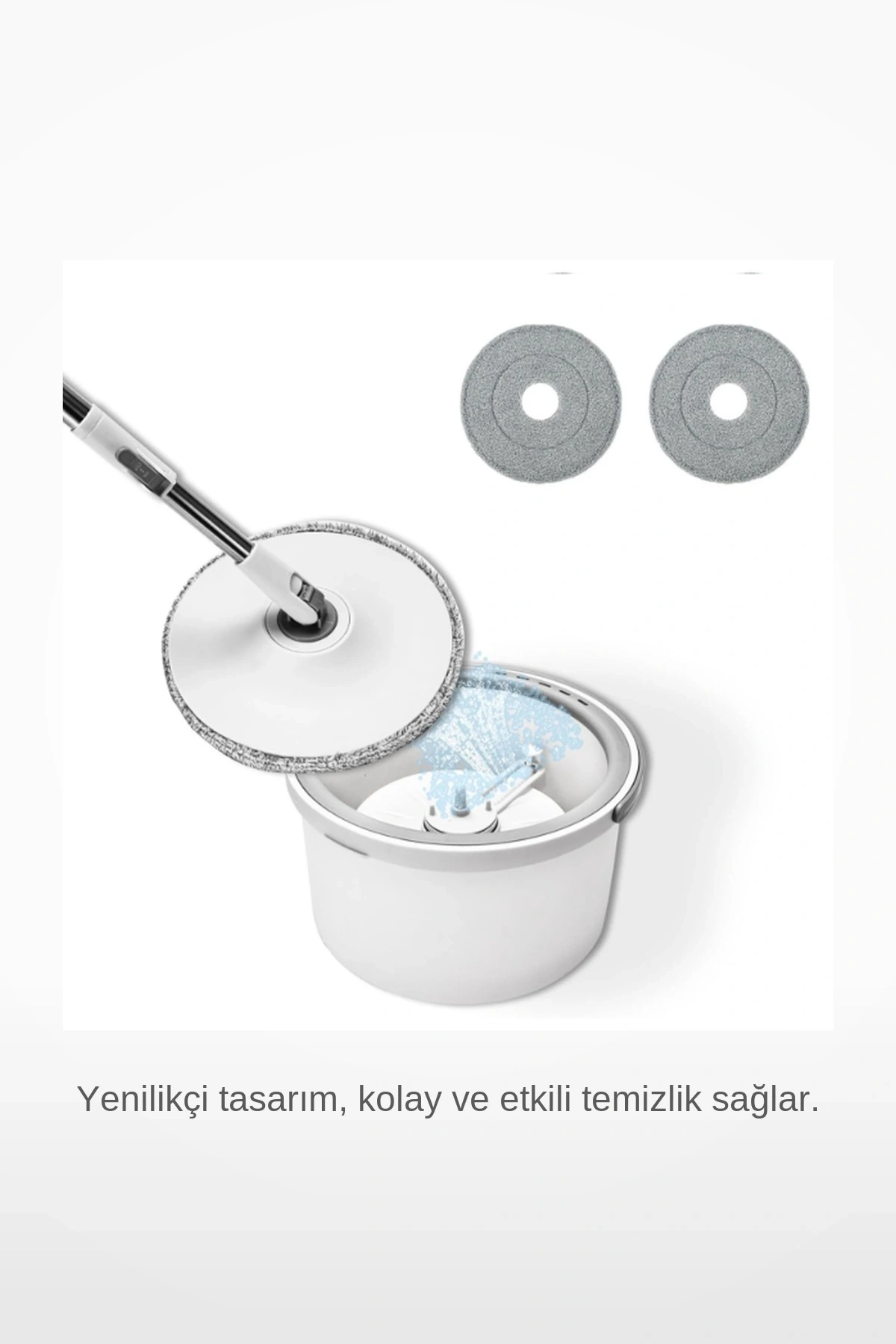 Kirli ve Temiz Suyu Ayıran Ayrıştırma Sistemli Pratik Mop Seti 2 Yedek Mikrofiber Başlıklı Kovalı Temizlik Paspası