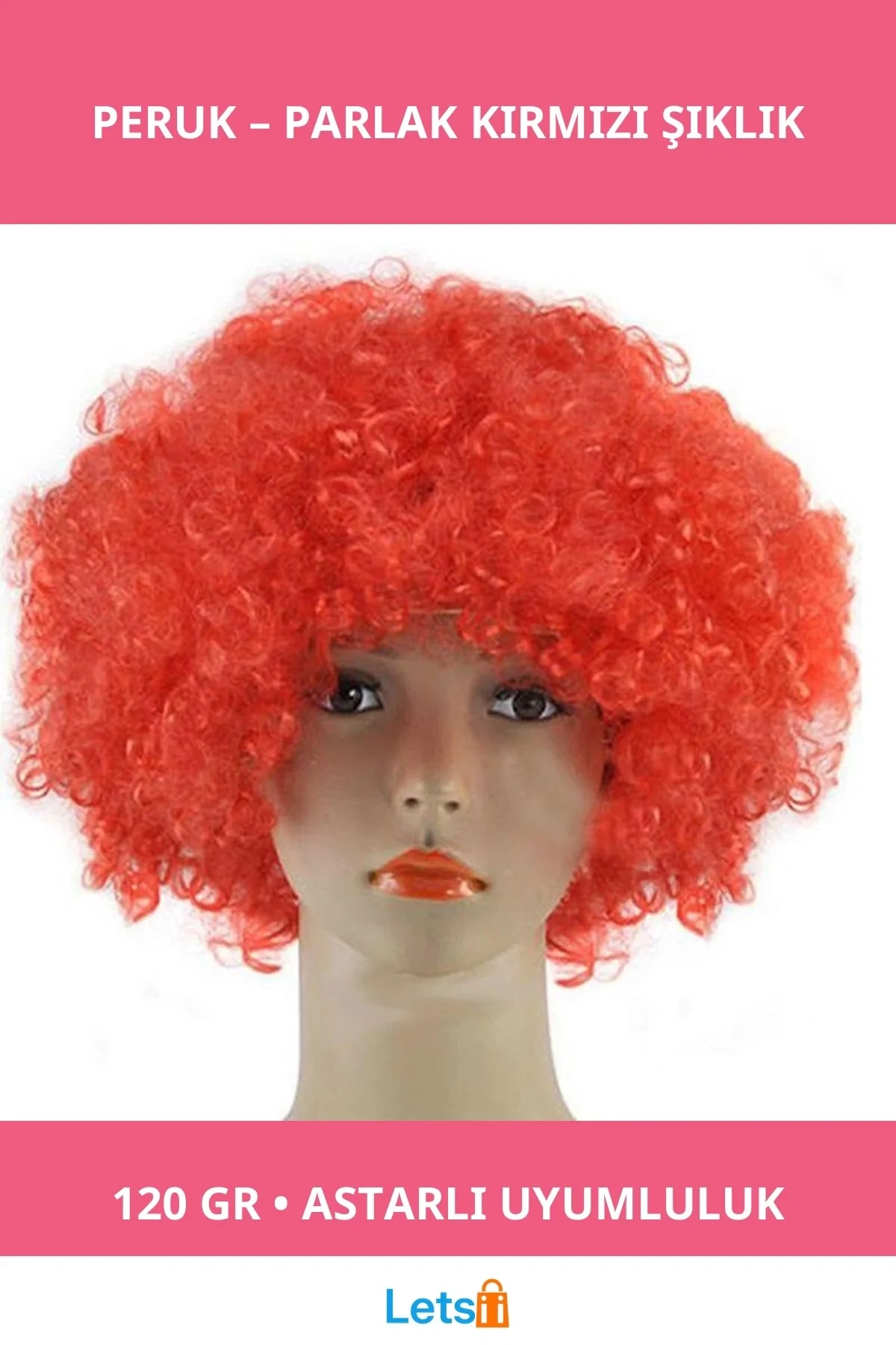 Kırmızı Bonus Peruk 120 gr Astar ile Tam Uyumlu