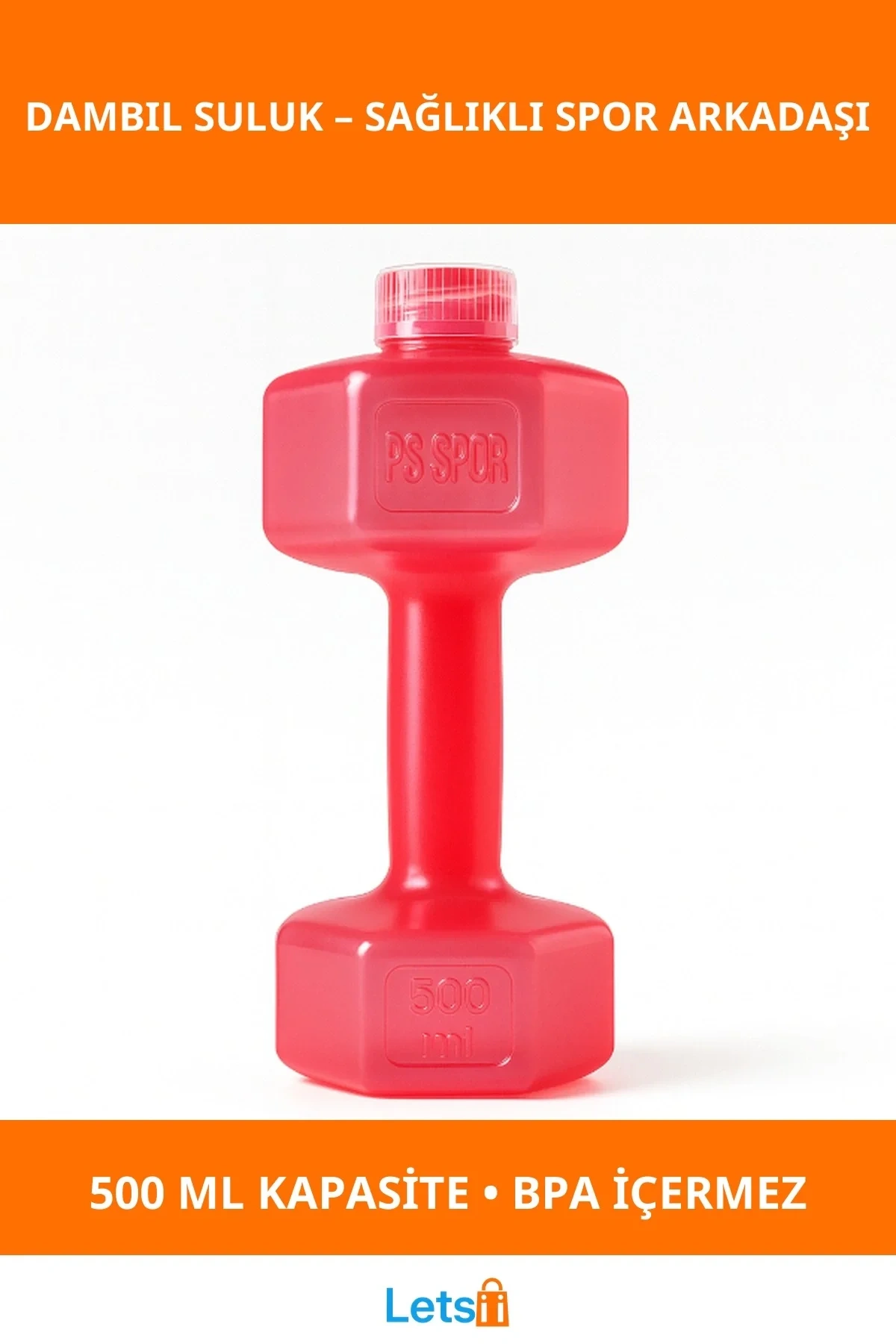 Kırmızı Dambıl Şeklinde 500 ml Kapasiteli Spor Suluk