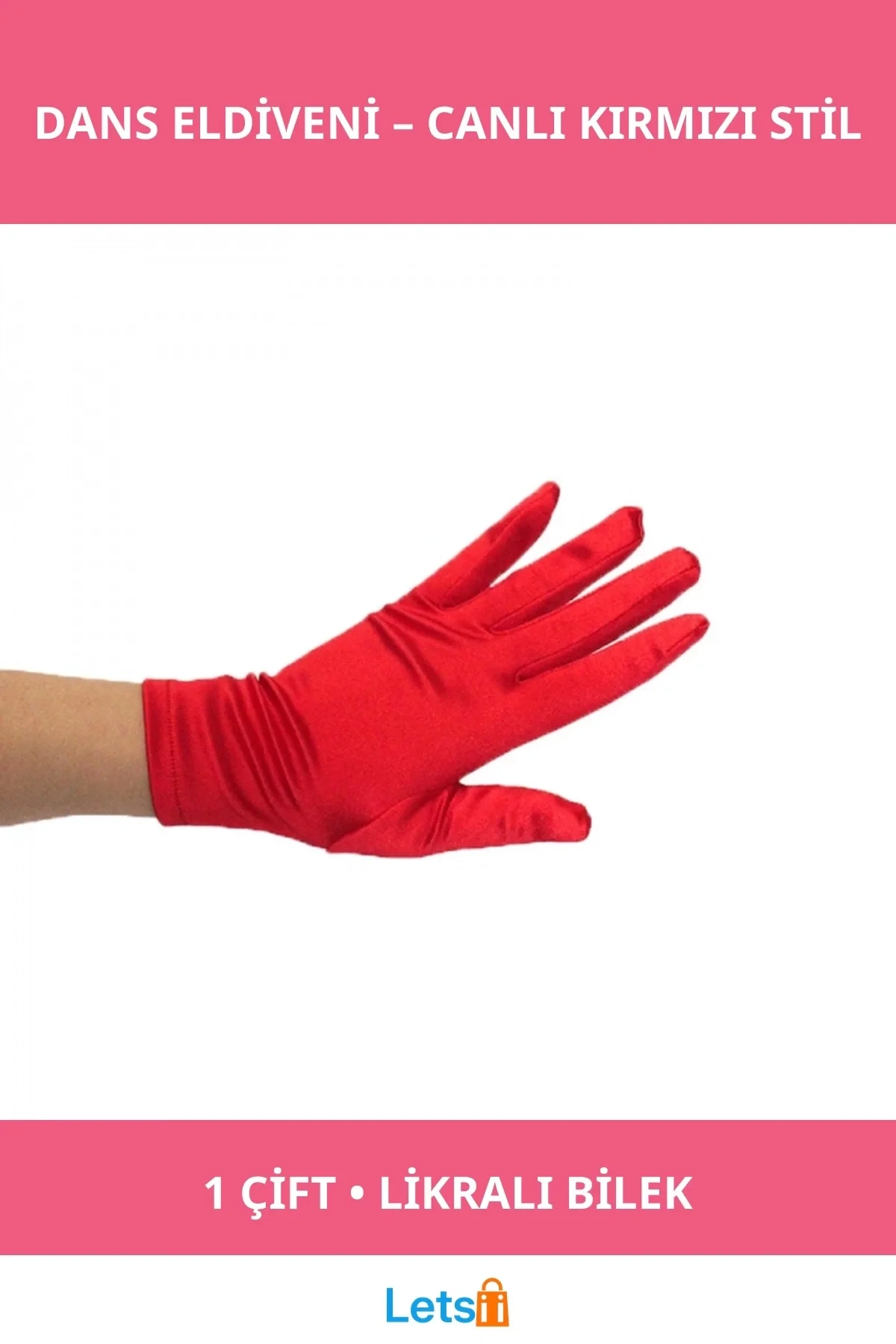 Kırmızı Dans Gösteri Eldiveni 1 Çift Likralı