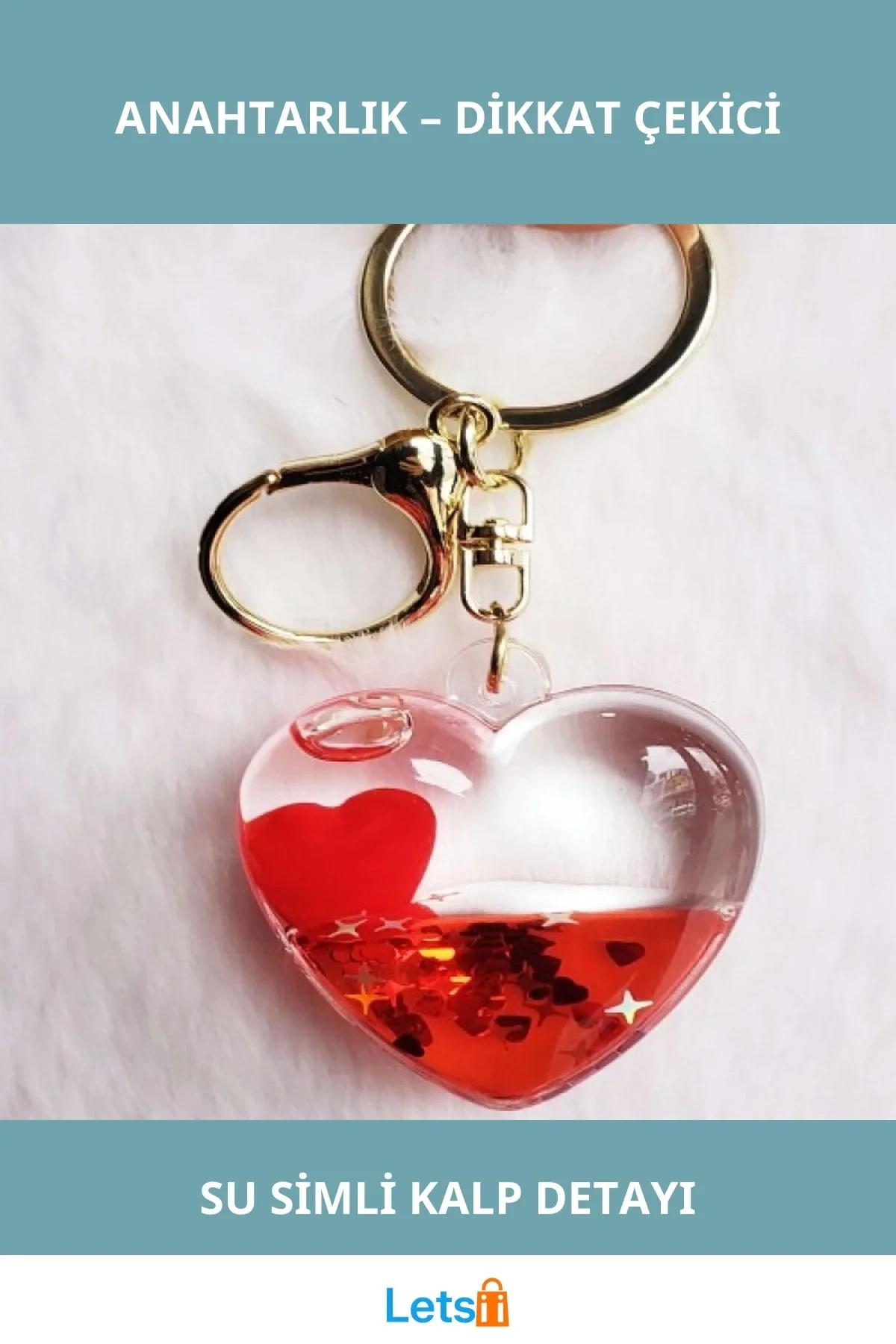 Kırmızı Kalp Tasarımlı Şık Anahtarlık 9 cm