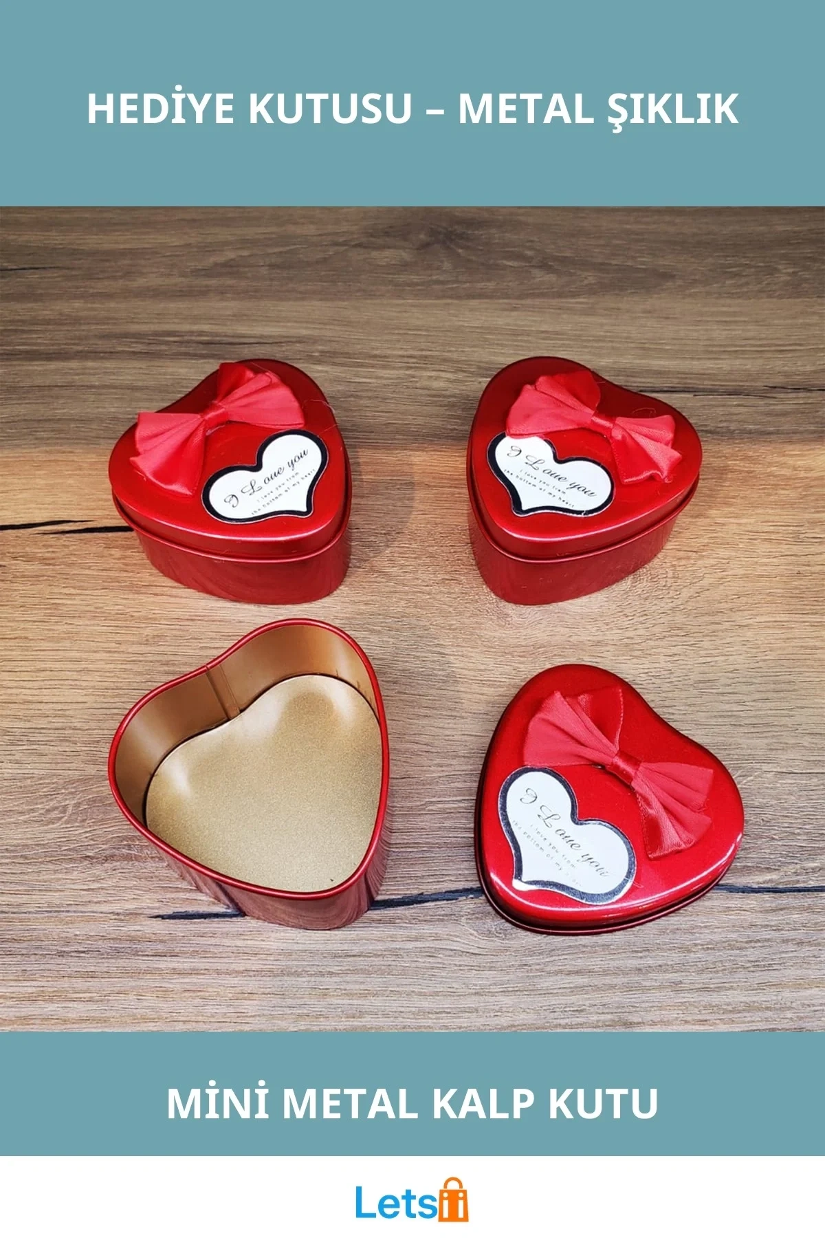 Kırmızı Metal Kalp Hediye Kutusu Mini Şık Tasarım