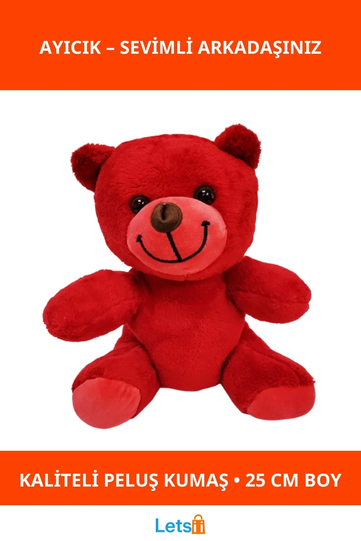 Kırmızı Peluş Oyuncak Ayıcık 25 cm