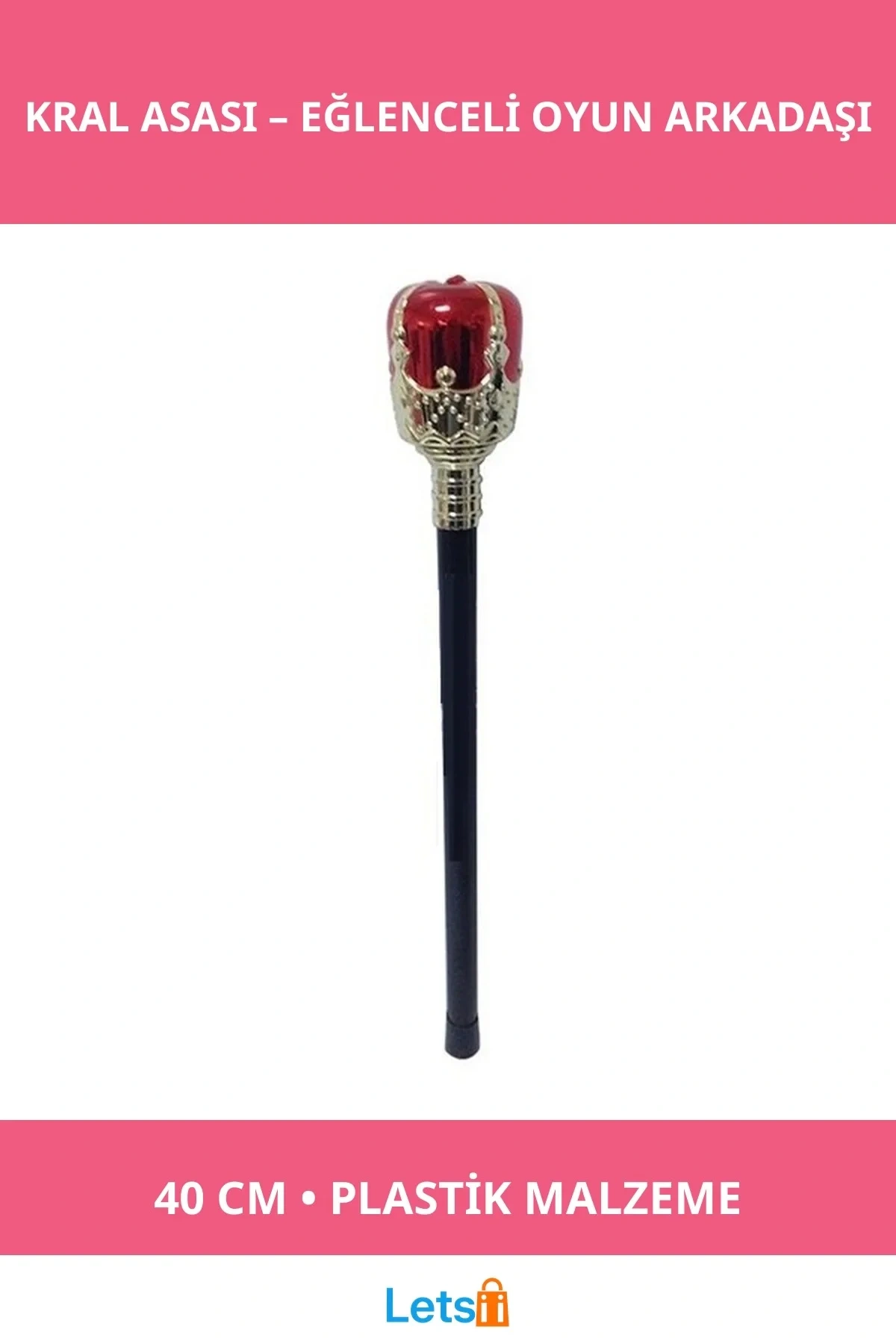 Kırmızı Plastik Kral Asası 40 cm
