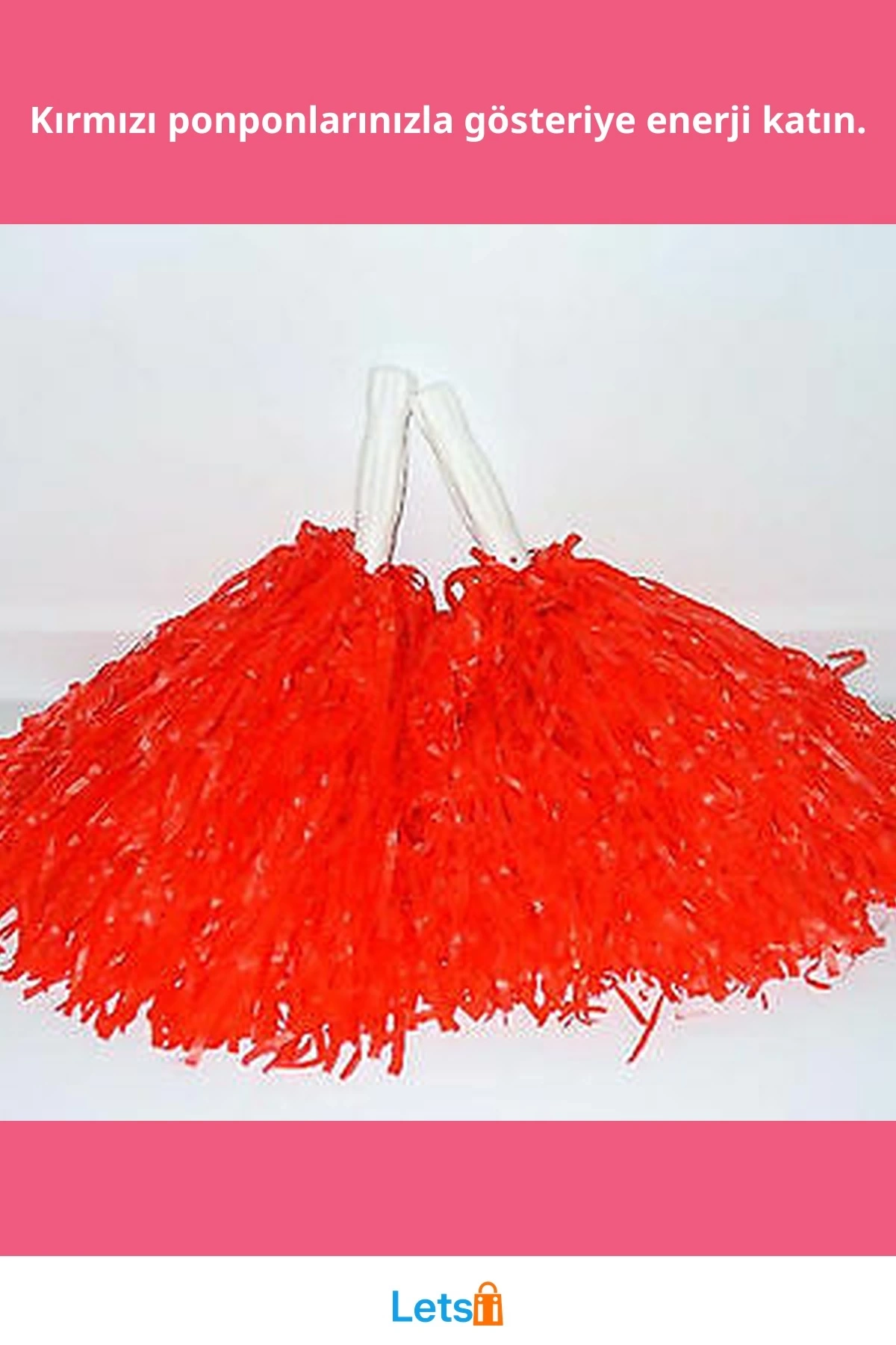 Kırmızı Renk 25 cm Uzunlukta Gösteri Ponponu 2 Adet