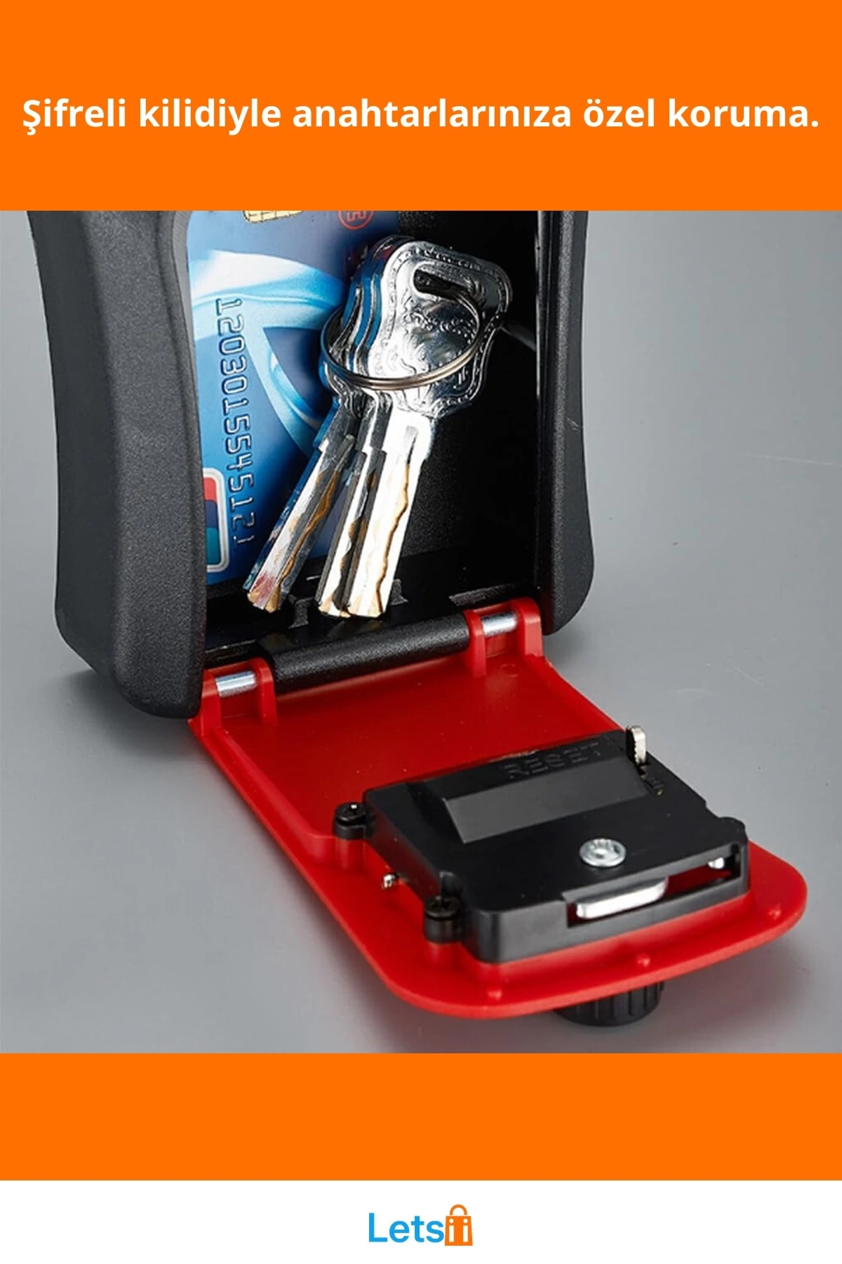 Kırmızı Şifreli Anahtar ve Eşya Saklama Güvenlik Kasası Dayanıklı ve Güvenli