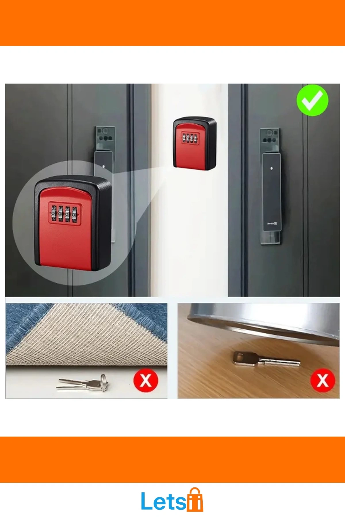 Kırmızı Şifreli Anahtar ve Eşya Saklama Güvenlik Kasası Dayanıklı ve Güvenli