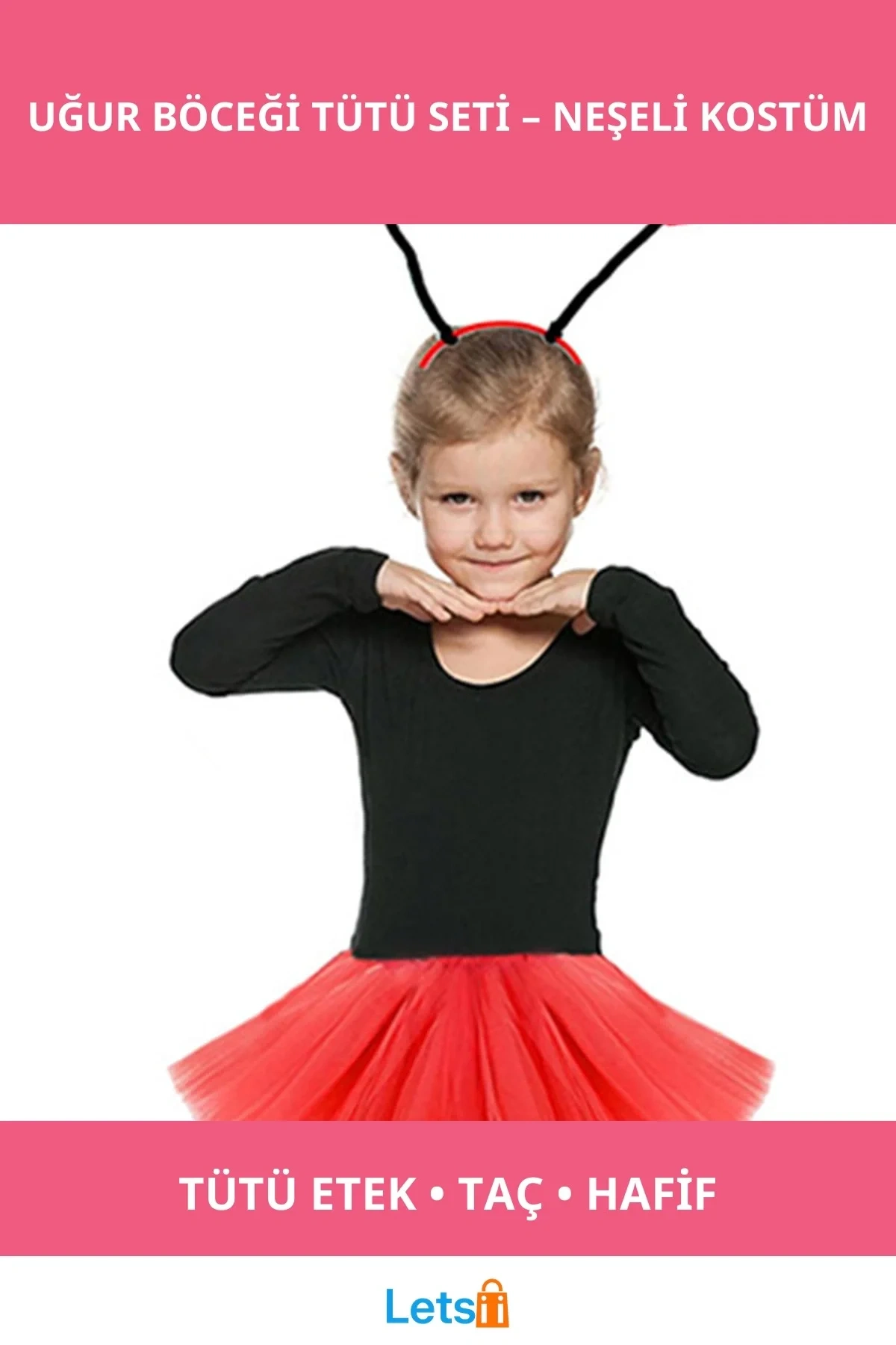 Kırmızı Uğur Böceği Kabarık Tütü Etek ve Taç