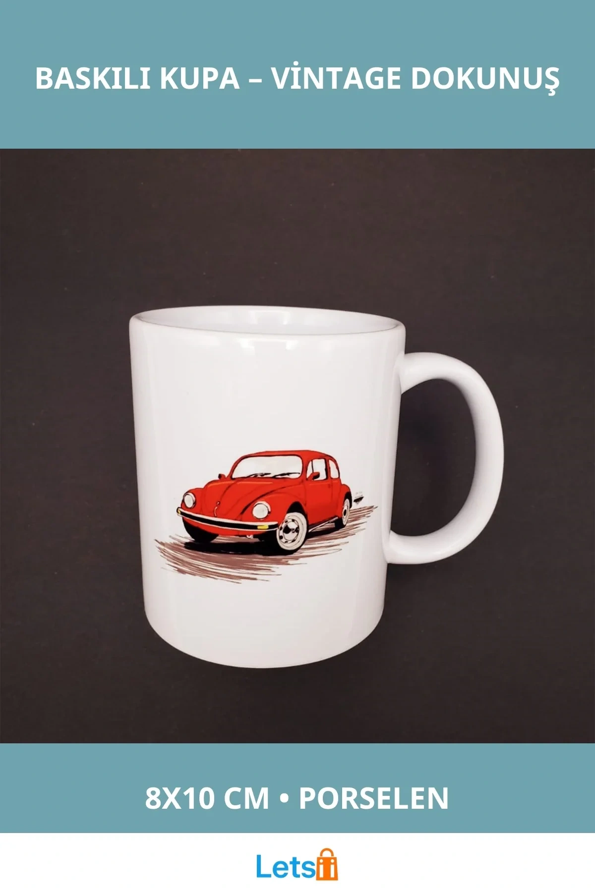 Kırmızı Vosvos Baskılı Porselen Kupa 8 cm x 10 cm