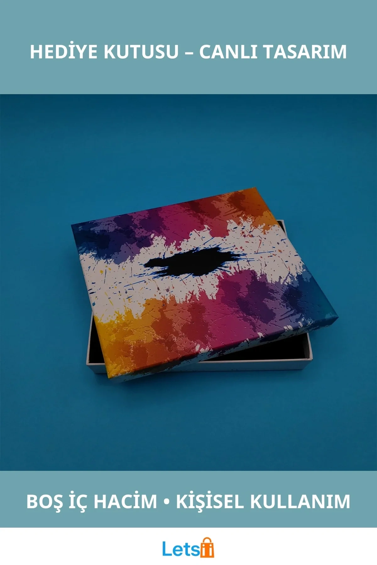 Kişiye Özel Renkli Tasarım Hediye Kutusu 16x17x4 cm