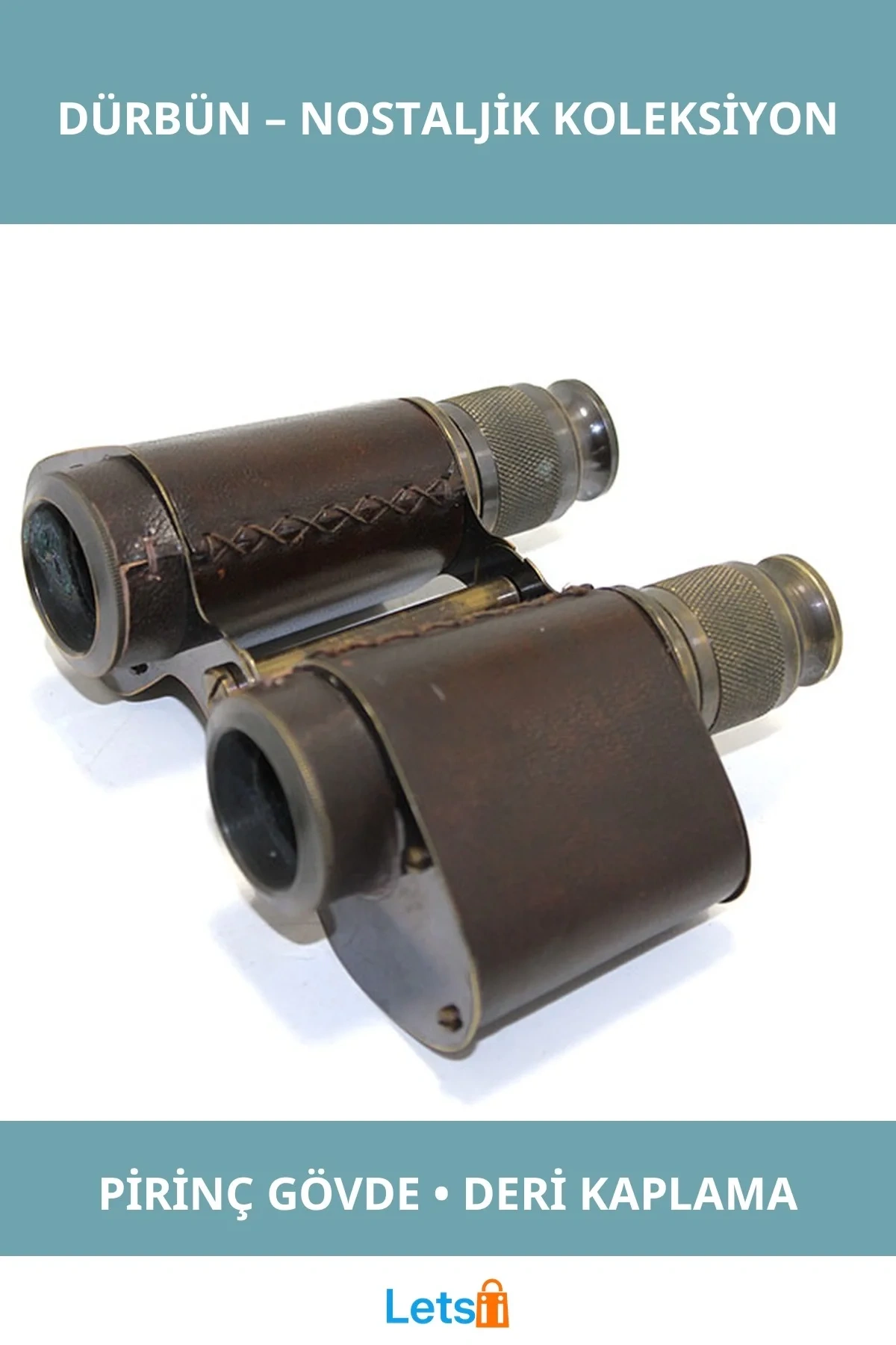 Klasik Pirinç Derili Vintage Dürbün