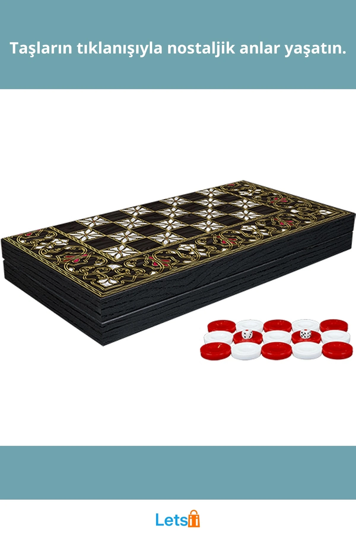 Klasik Sedef İşlemeli Dayanıklı Tavla Oyun Seti