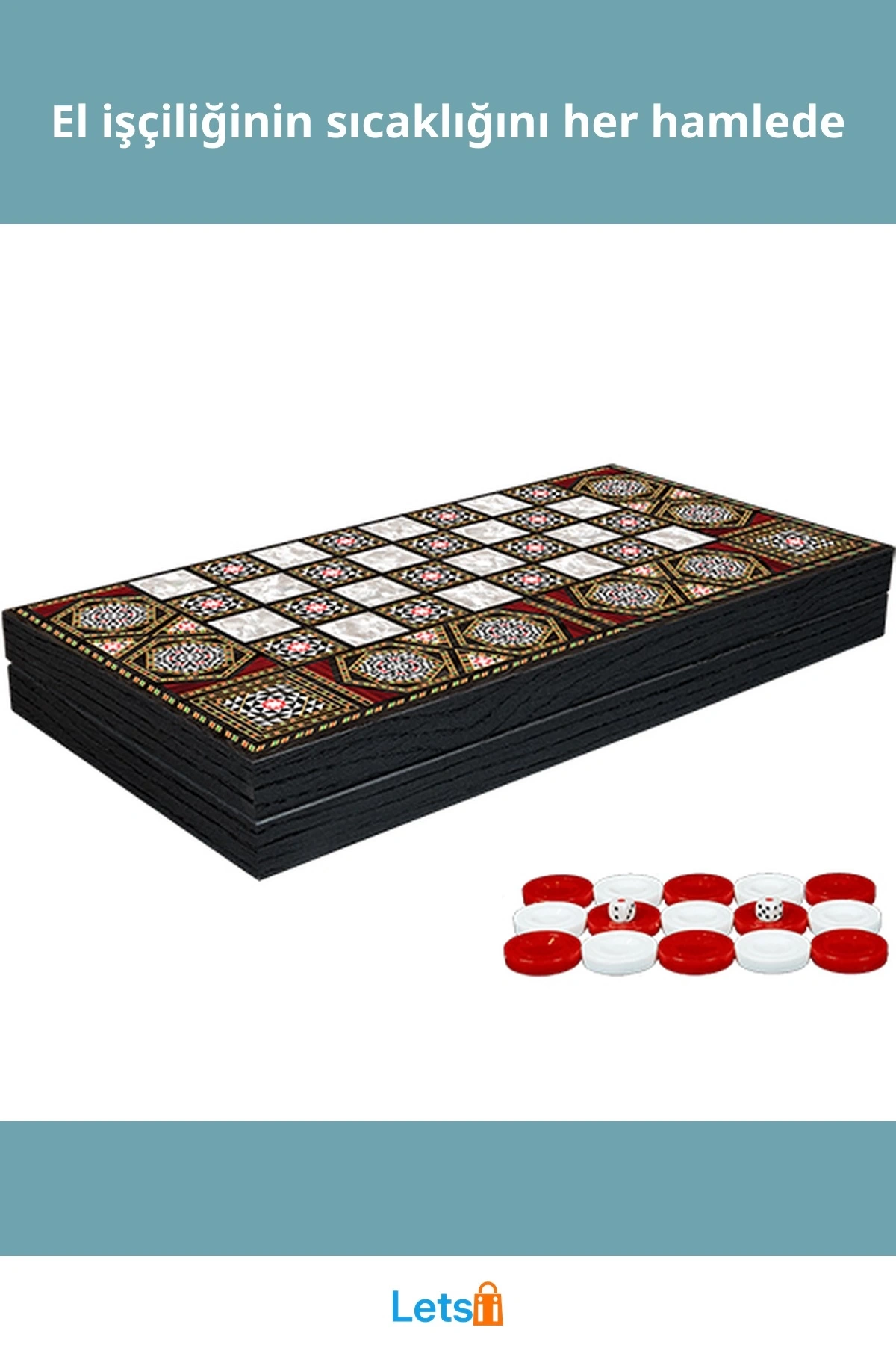 Klasik Sedef İşlemeli Şık Tavla Oyun Seti