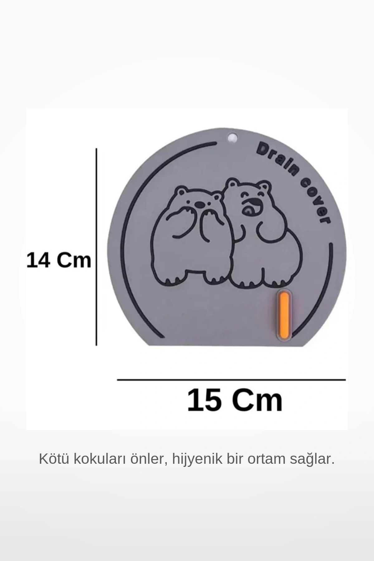 Koku Önleyici Silikon Gider Kapağı 15x14 cm Ayı Figürlü Banyo Mutfak Lavabo Süzgeç Haşere Engelleyici