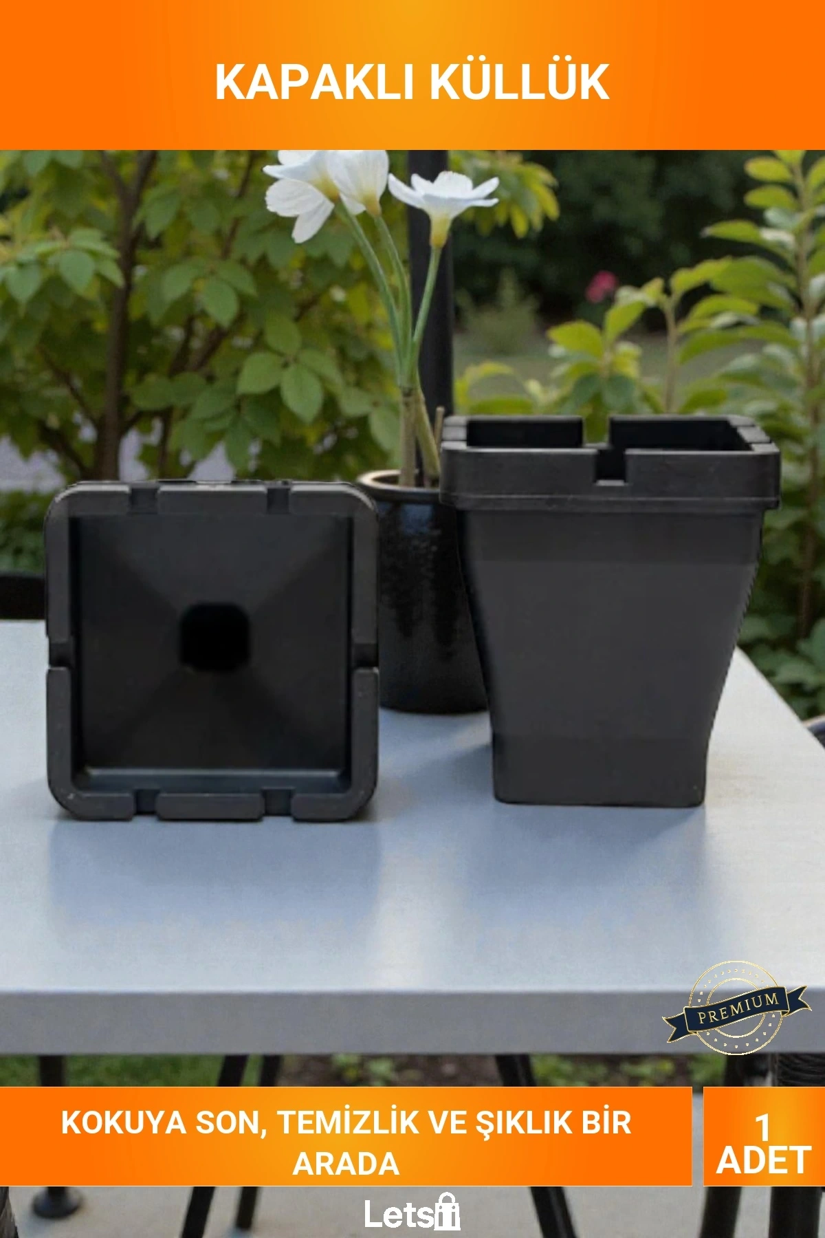 Kokusuz Kare Kapaklı Isıya Dayanıklı Plastik Küllük Rüzgar Geçirmez Ofis Ev Sigara İzmarit Kovası