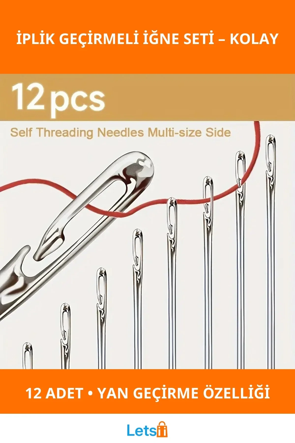 Kolay İplik Geçiren 12 Adet Dikiş İğnesi Seti