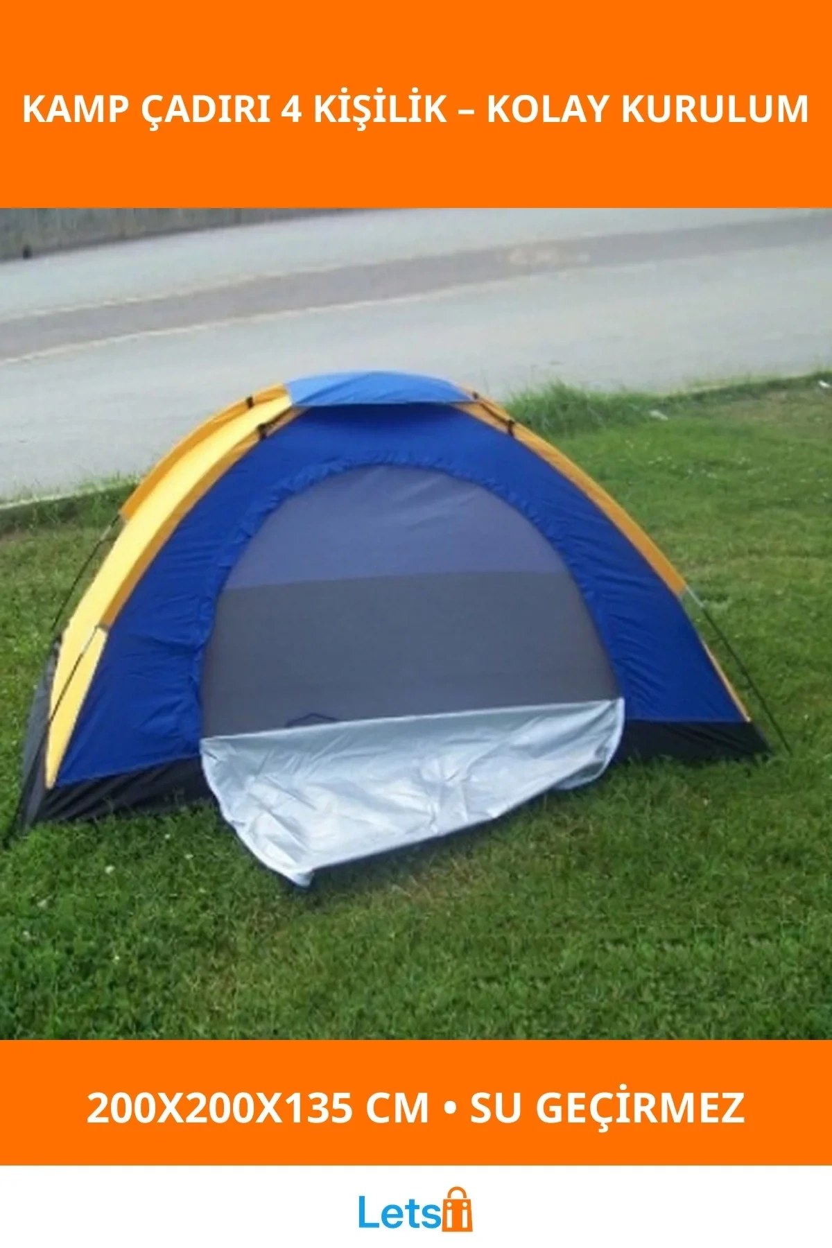 Kolay Kurulum Su Geçirmez 4 Kişilik Kamp Çadırı