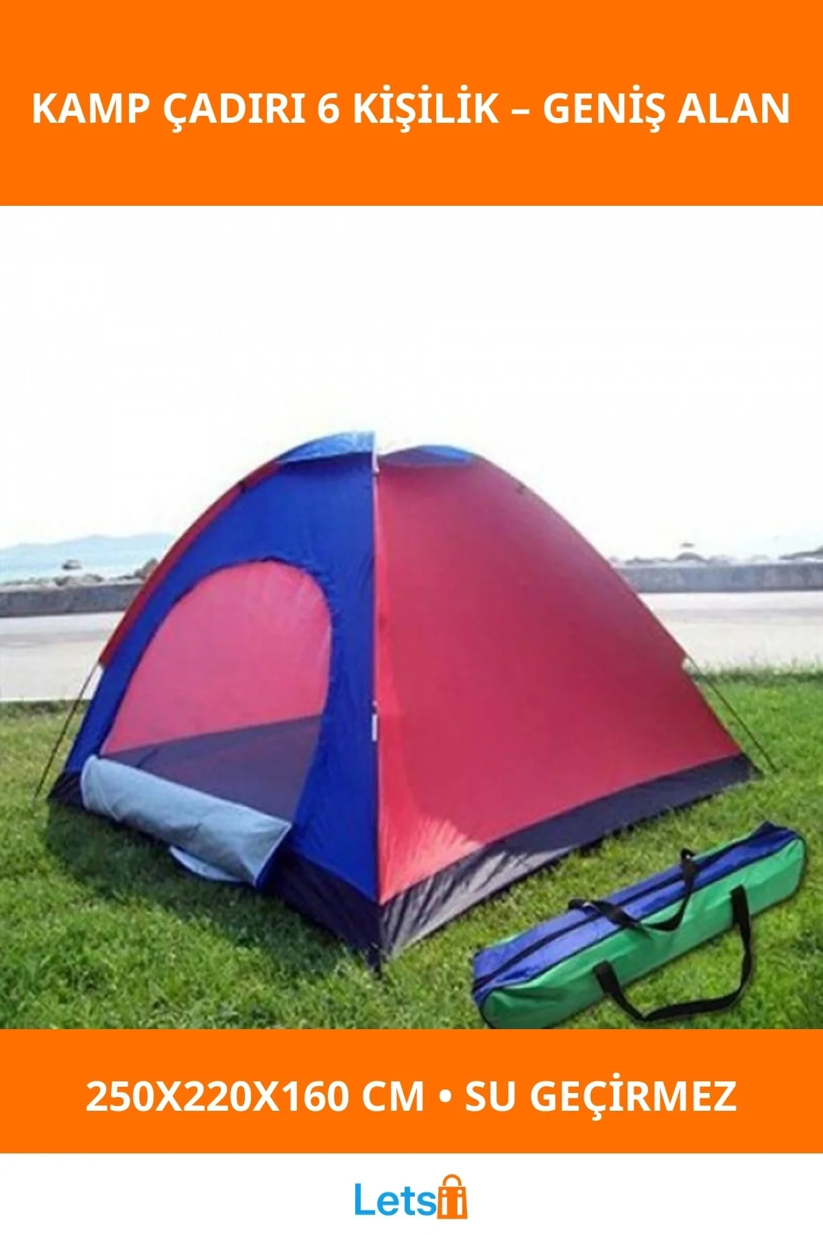 Kolay Kurulum Su Geçirmez 6 Kişilik Kamp Çadırı