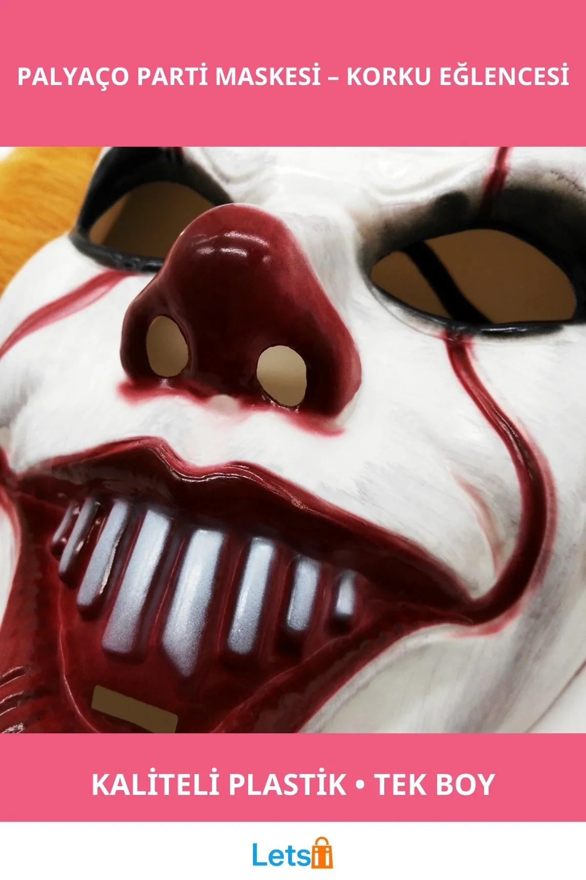 Korkunç Palyaço Parti Maskesi Eğlenceli Aksesuar 30x23cm Plastik