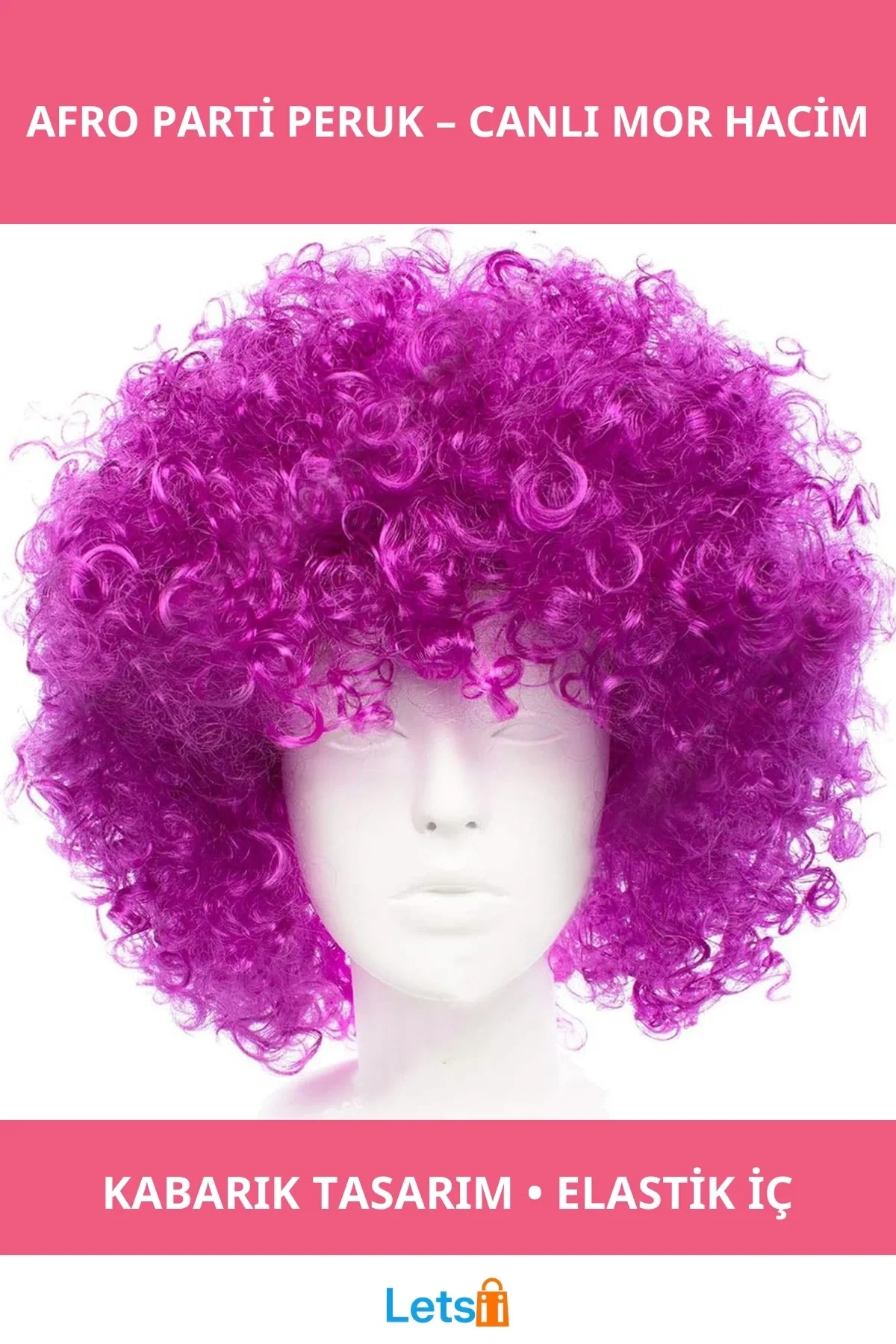 Koyu Mor Violet Renk Afro Bonus Parti Peruğu