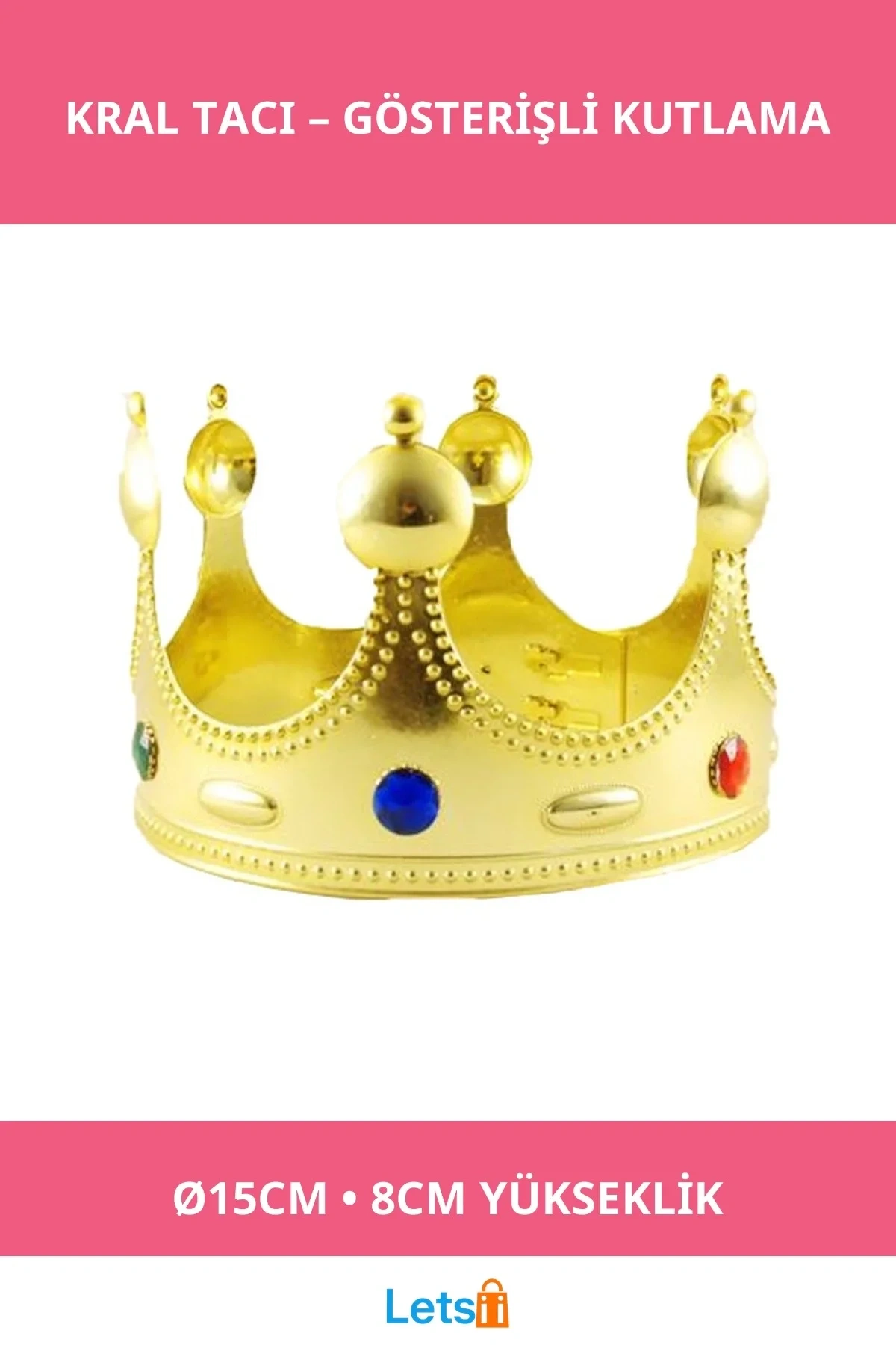 Kral Tacı Yetişkin 15 cm Çapında 8 cm Yüksek Eğlence Aksesuarı