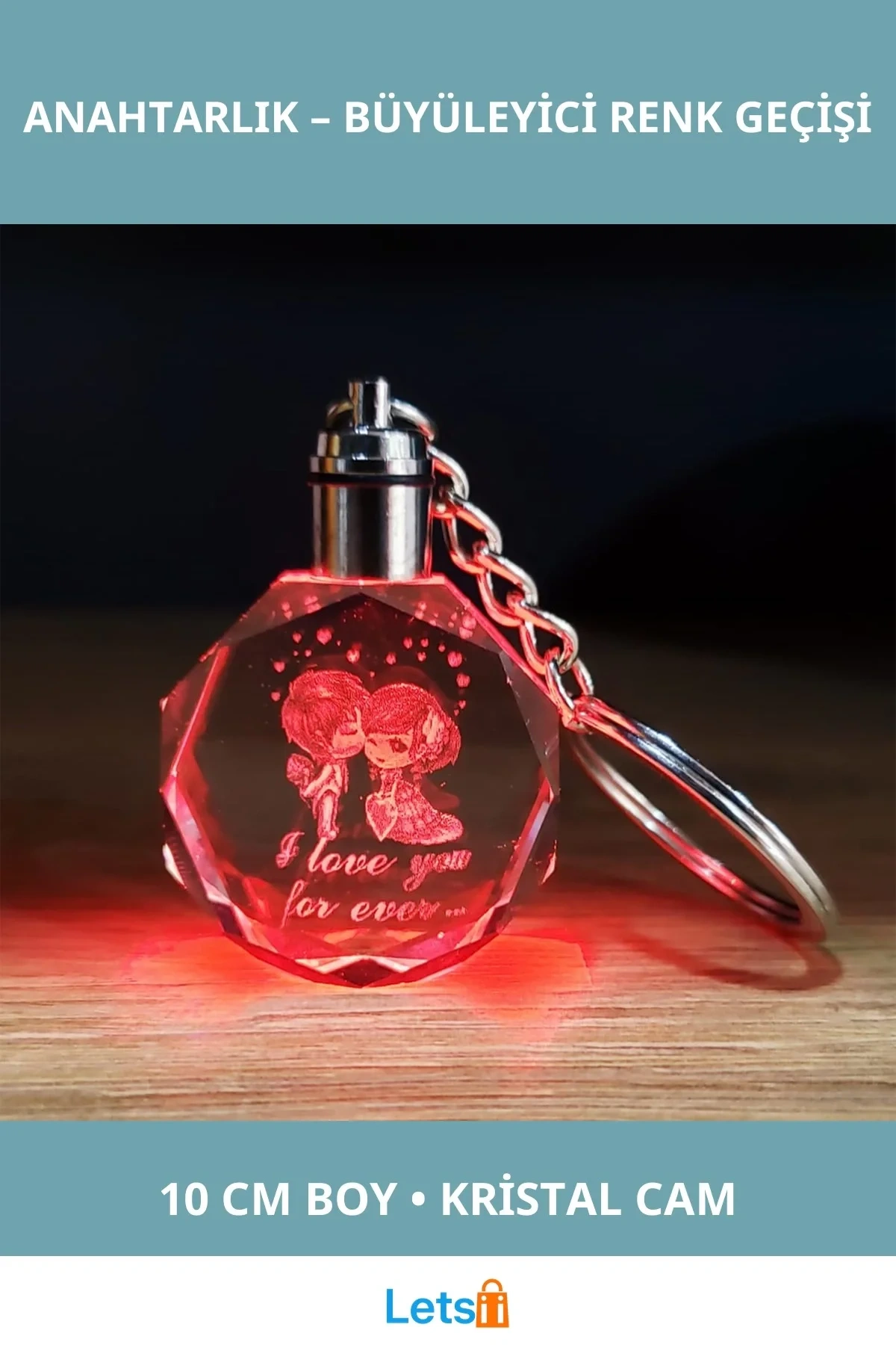 Kristal Renk Değiştiren Sevimli Çift Tasarımlı Anahtarlık