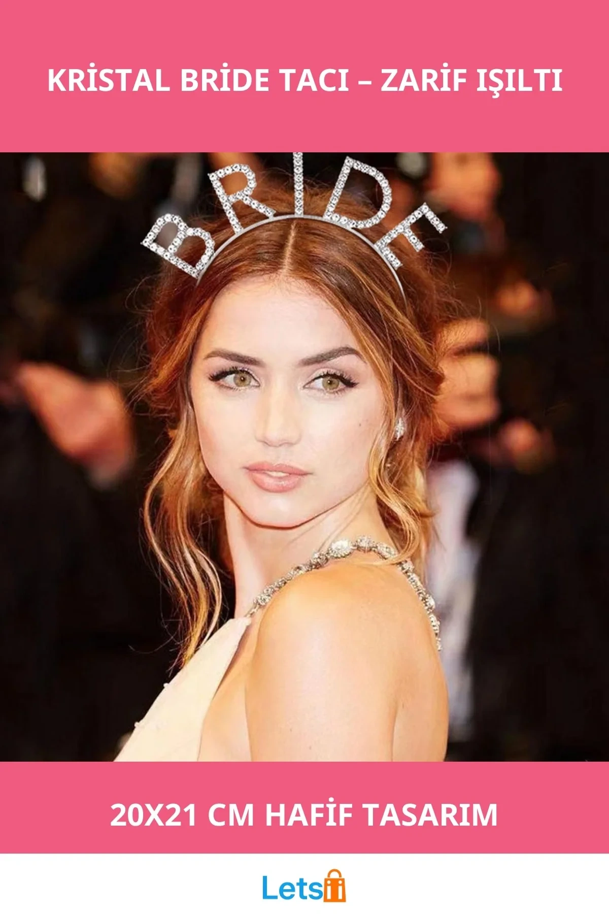 Kristal Taşlı Gümüş Bride Tacı Bekarlığa Veda Aksesuarı