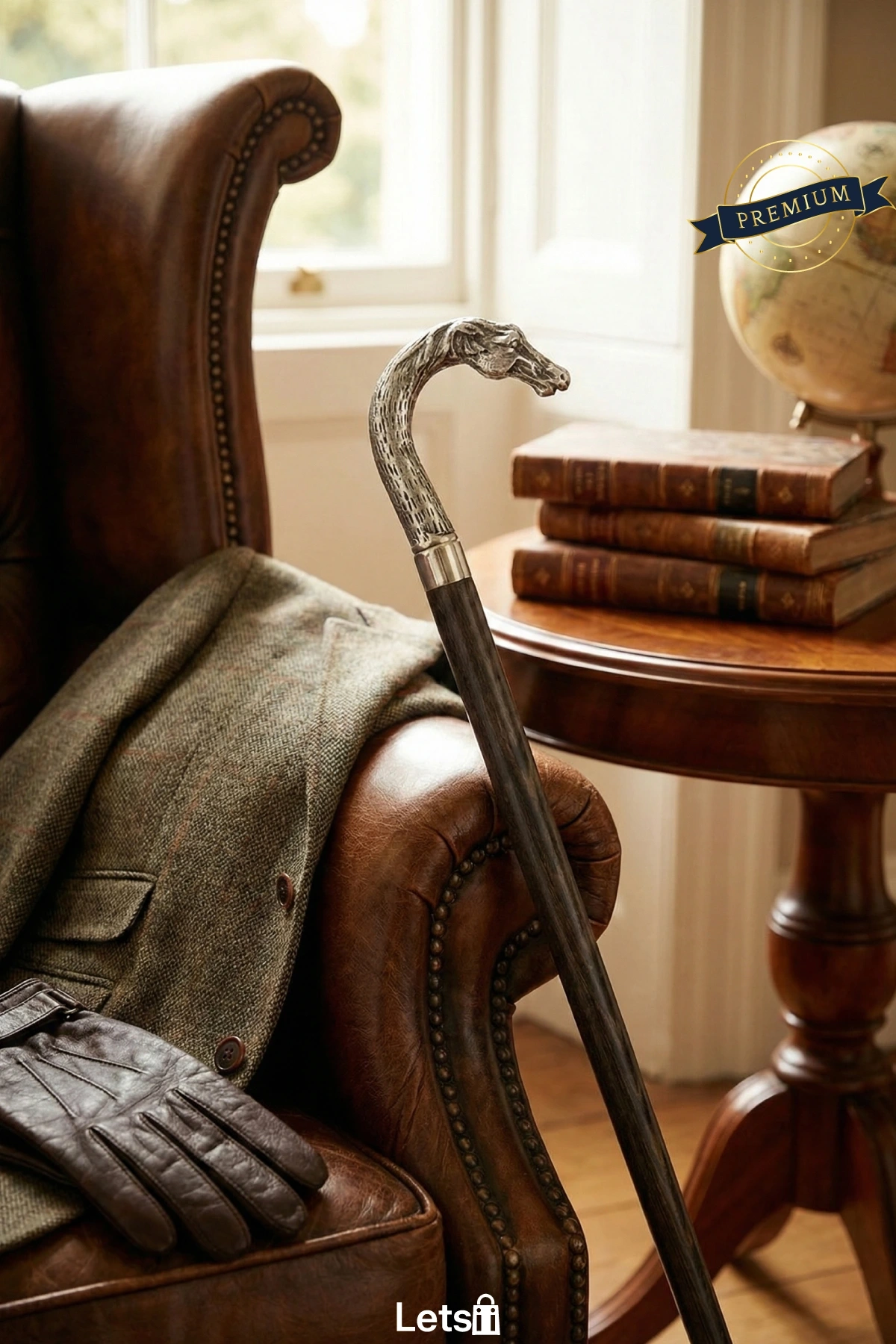 Krom At Figürlü Şık Ergonomik Özel İşlemeli Baston 100 cm