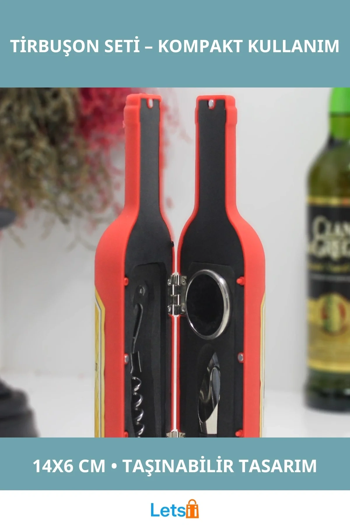 Küçük Boy Kırmızı Ergonomik Şişe Tirbuşon