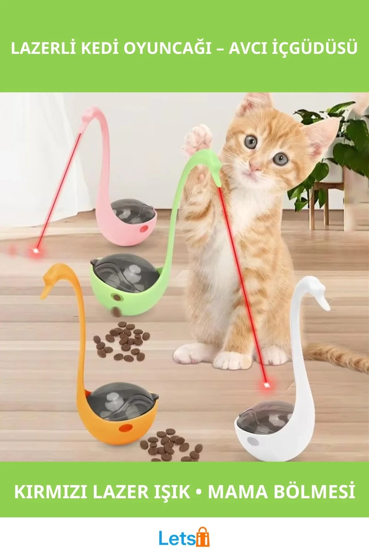 Kuğu Şeklinde Eğlenceli Lazerli Kedi Oyuncağı