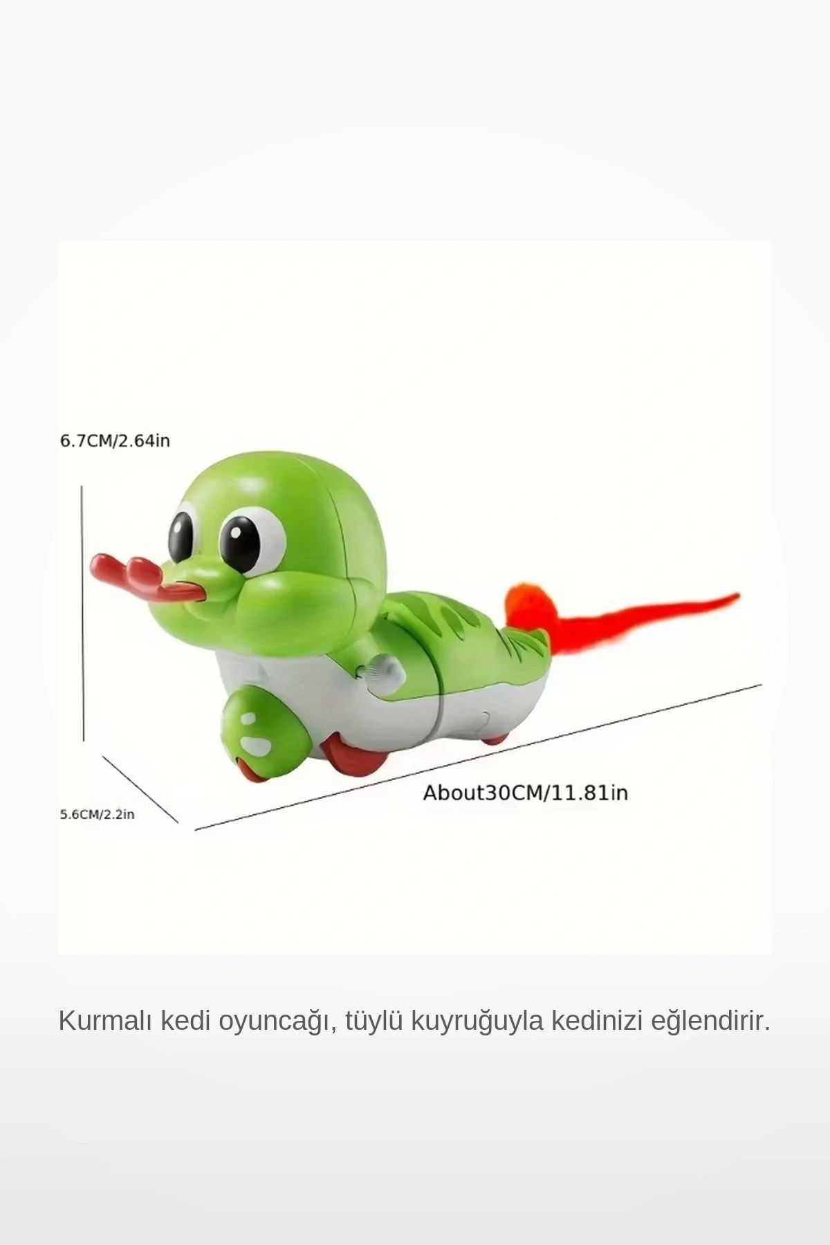 Kurmalı Hareketli Kedi Oyuncağı Salyangoz Tüylü Kuyruk