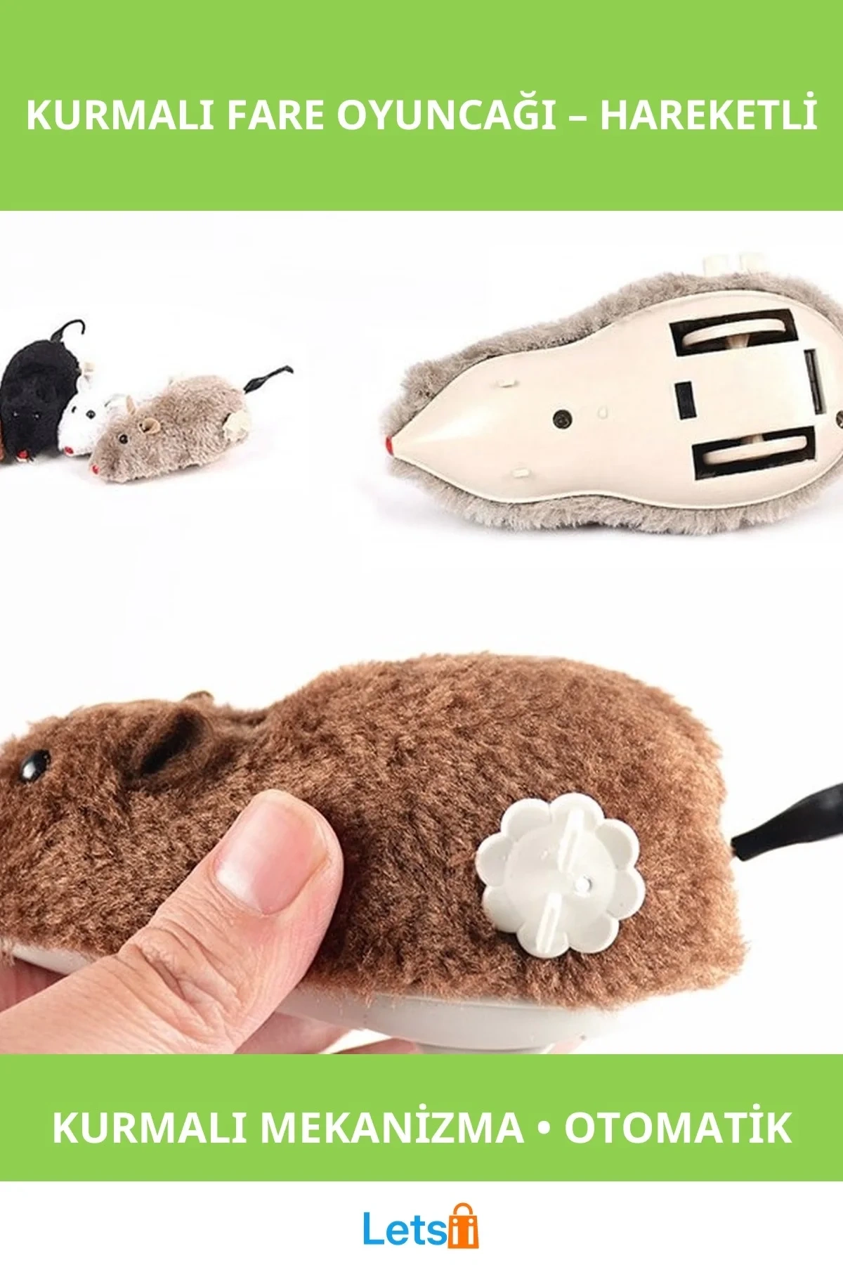 Kurmalı Kedi Eğitim Oyuncağı Refleksleri Geliştiren Eğlenceli Fare