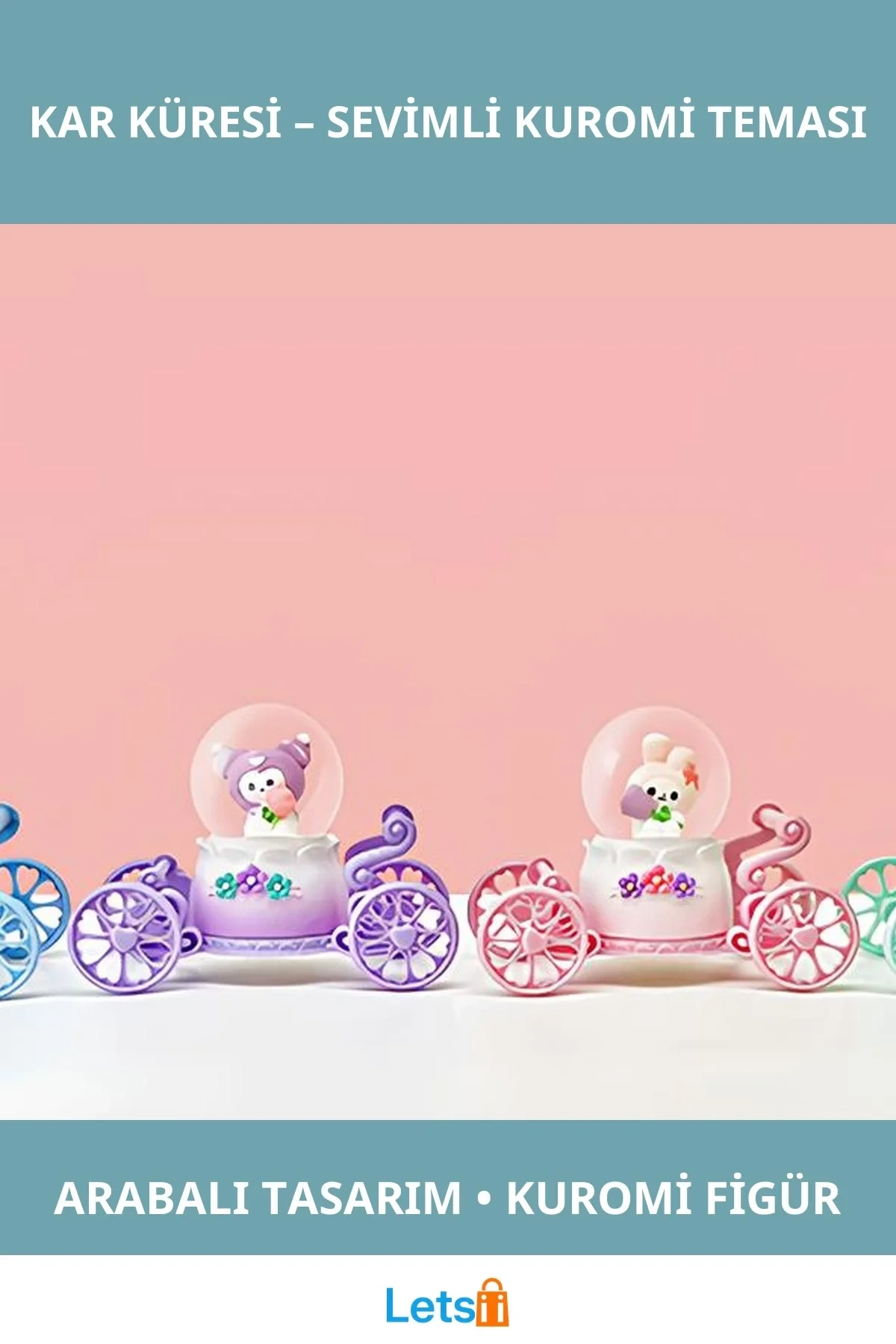 Kuromi Figürlü Arabalı Kar Küresi Sevimli Dekorasyon