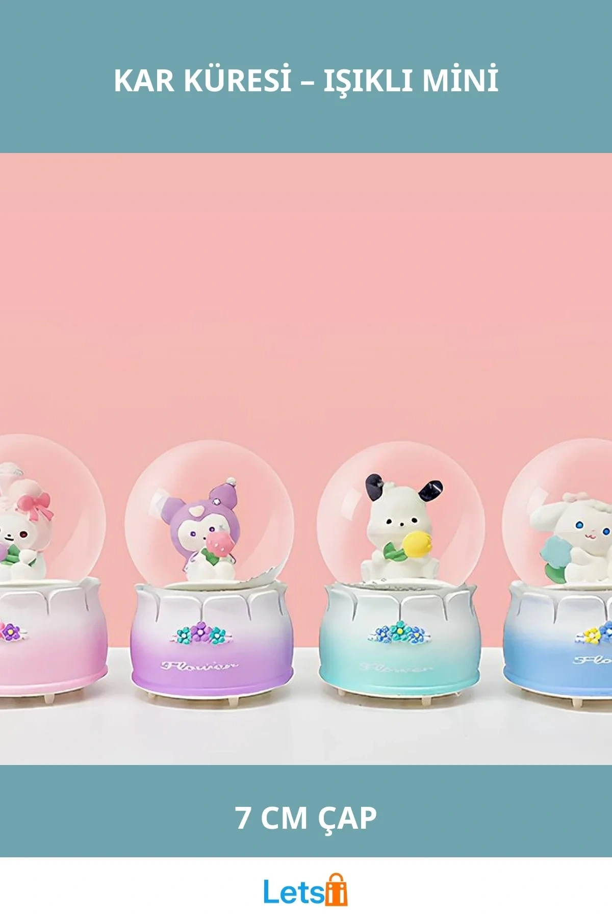 Kuromi Işıklı Kar Küresi 7 Cm Büyülü Dekor