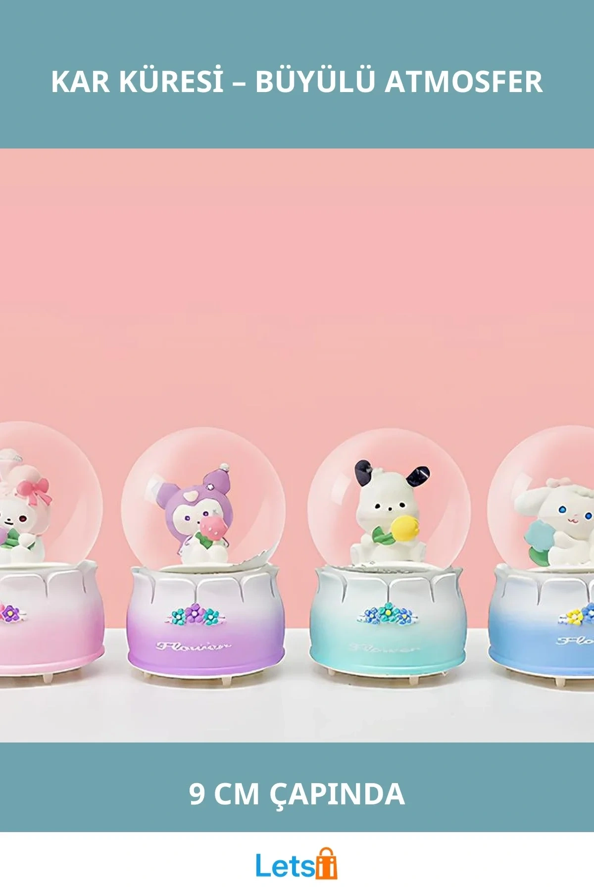 Kuromi Işıklı Kar Küresi 9 Cm Dekoratif Parça