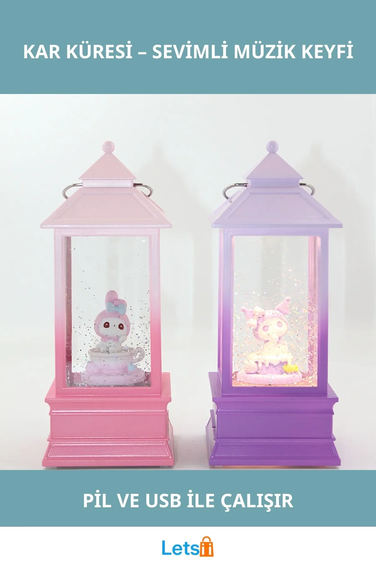 Kuromi Işıklı Müzikli Kar Küresi 2 Adet Dekoratif Figür