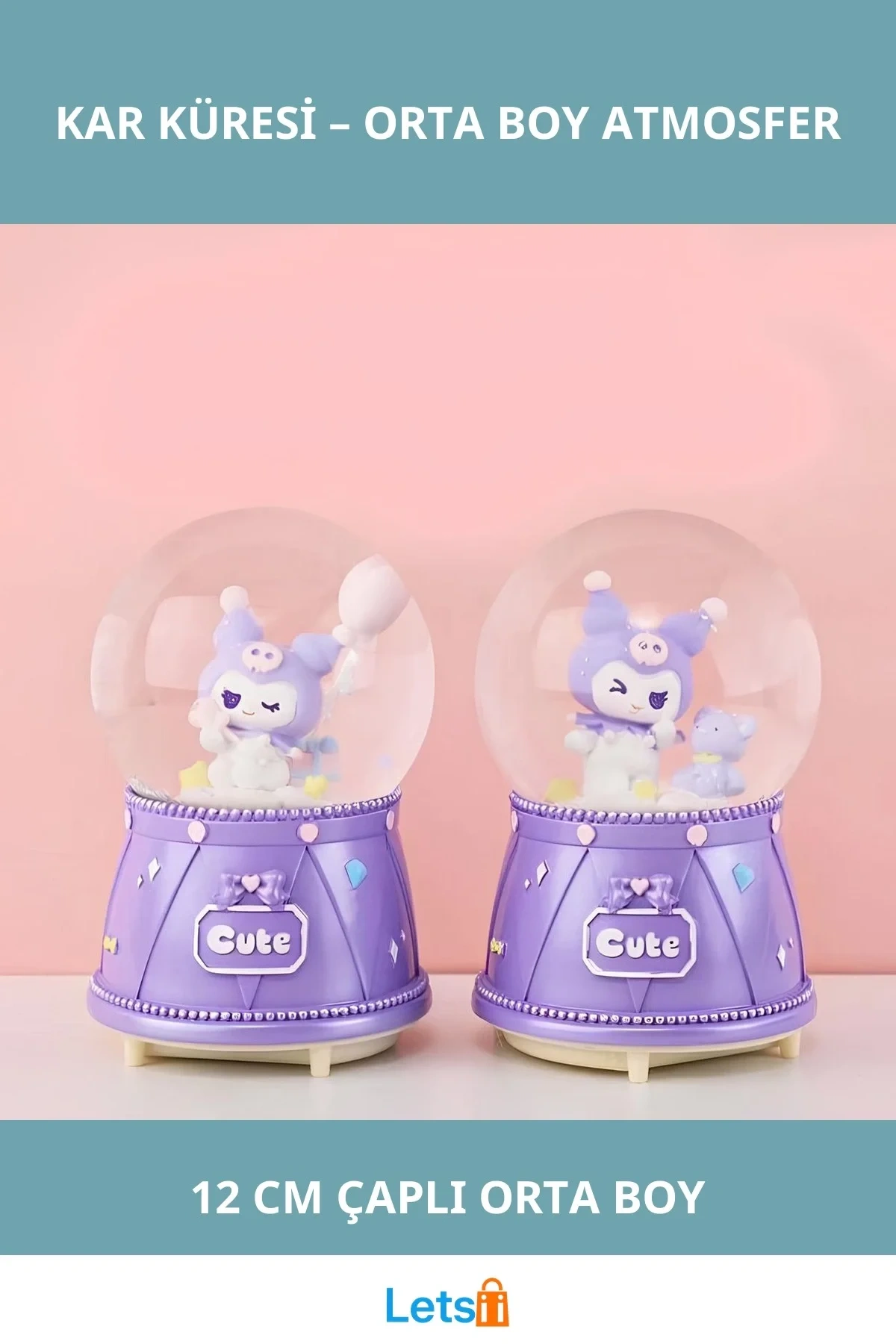 Kuromi Işıklı Müzikli Kar Küresi Orta Boy