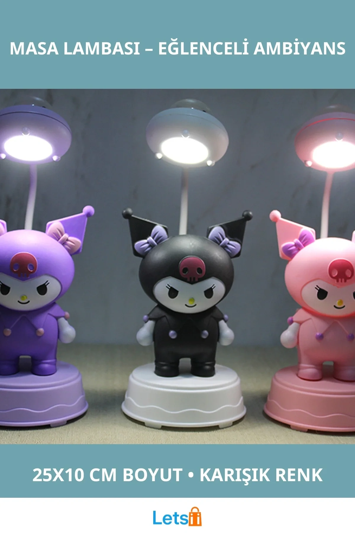 Kuromi Tasarımlı Masa Lambası 25x10 cm