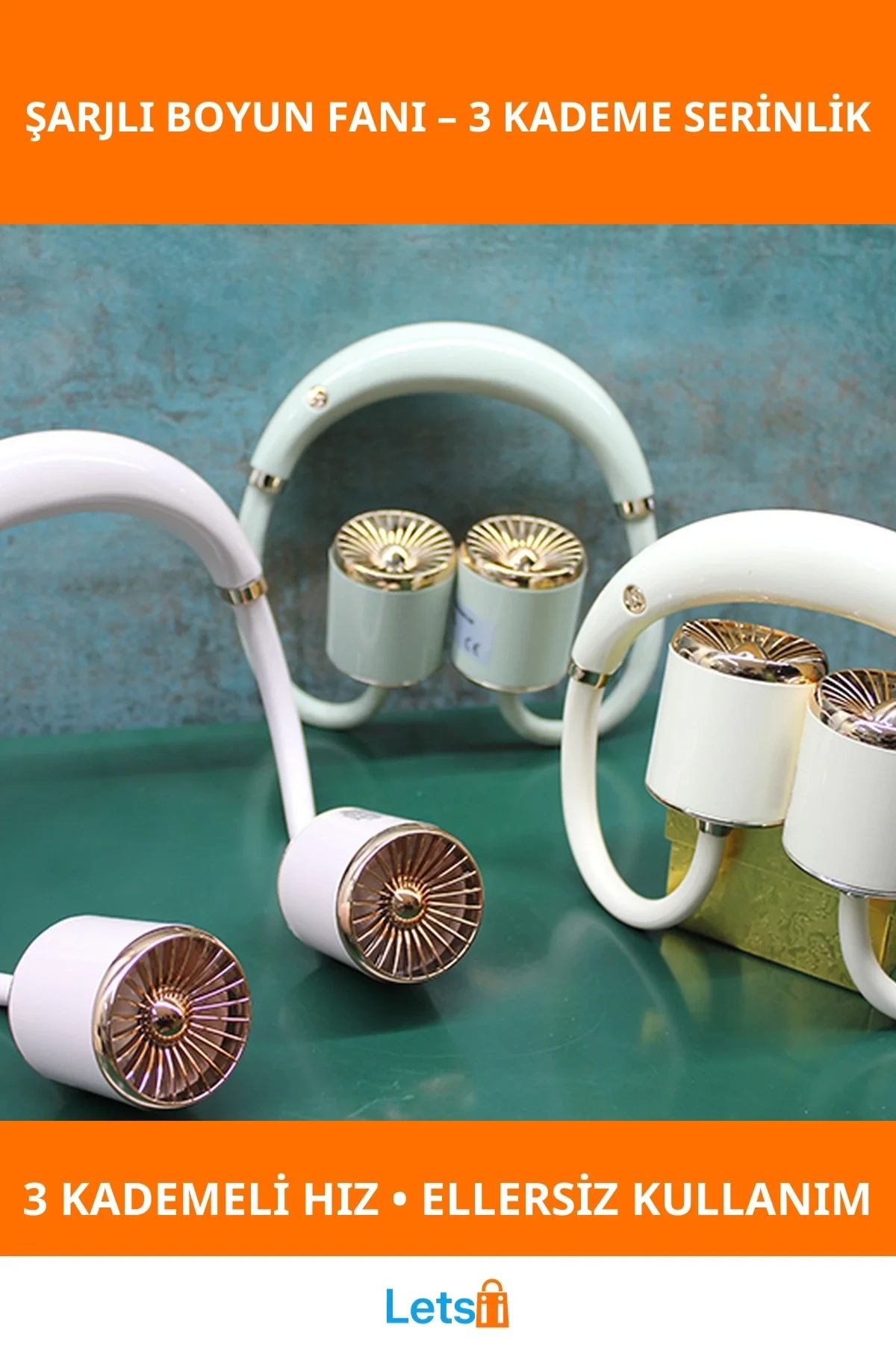 Kuromi Tasarımlı Şarjlı Boyun Fanı Vantilatör 3 Kademeli