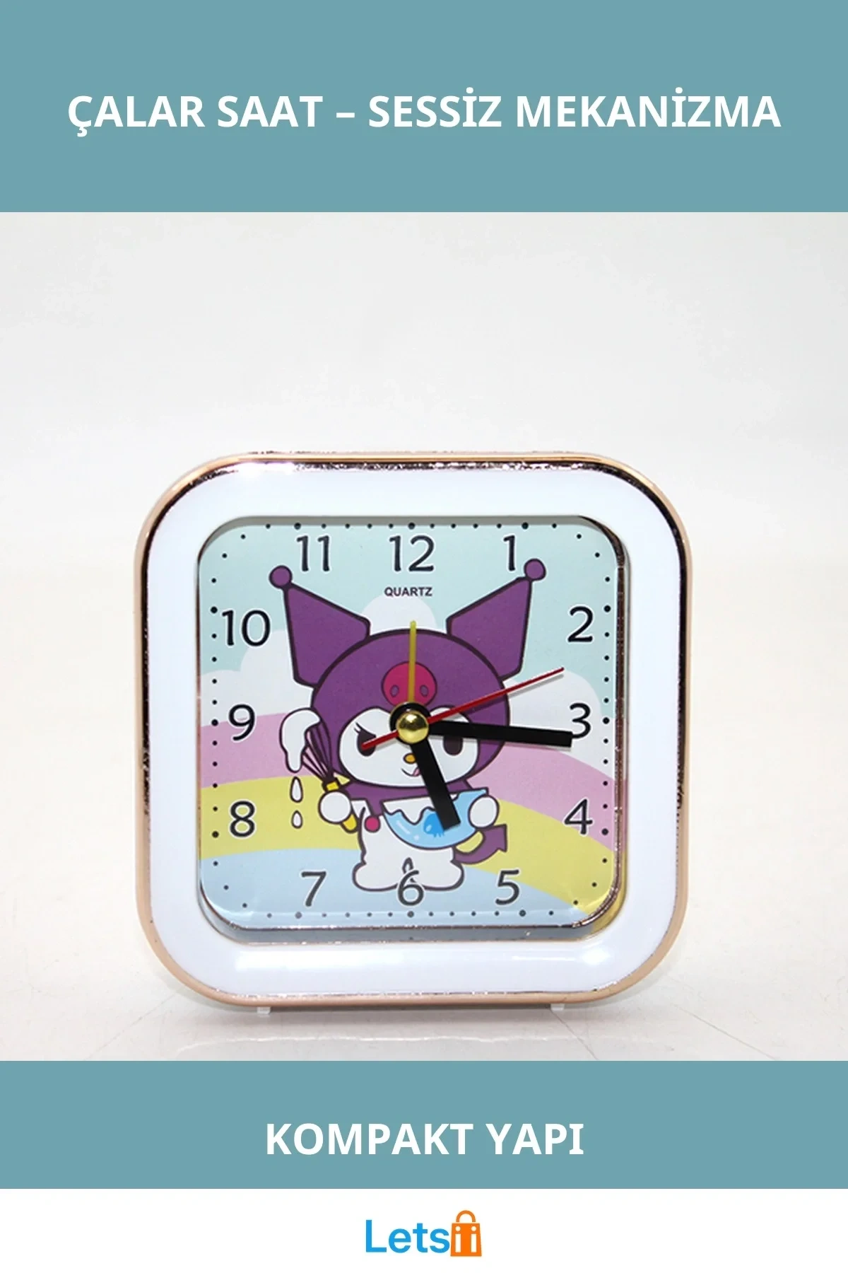 Kuromi Temalı Sessiz Çalar Saat Sevimli Tasarım İdeal Kompakt
